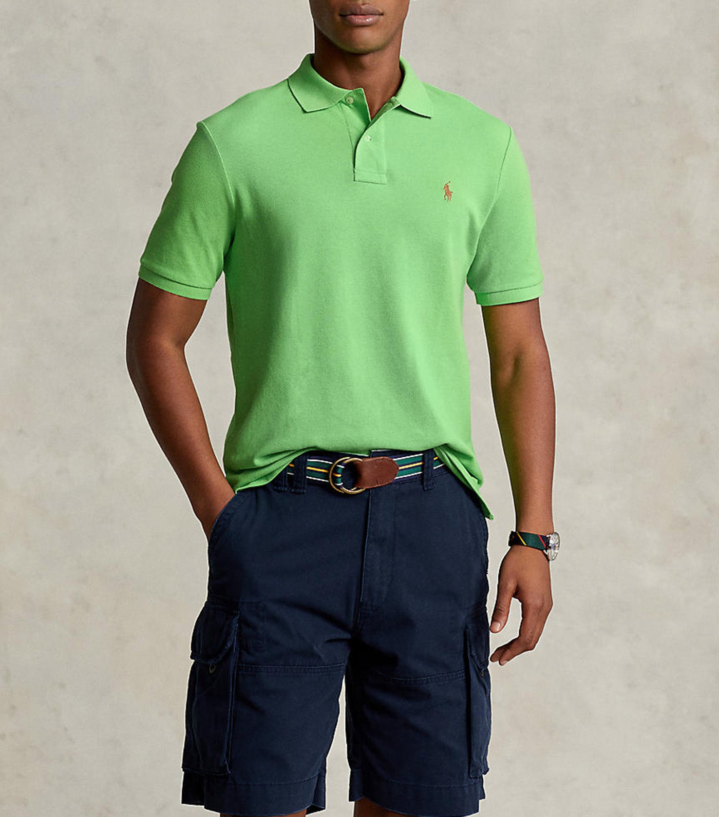 Men's Custom Slim Fit Mesh Polo Shirt Kiwi Lime