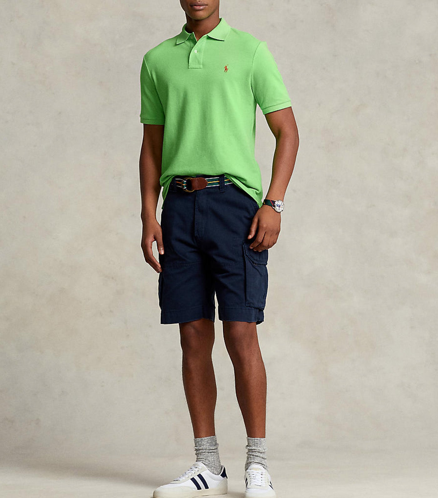 Men's Custom Slim Fit Mesh Polo Shirt Kiwi Lime