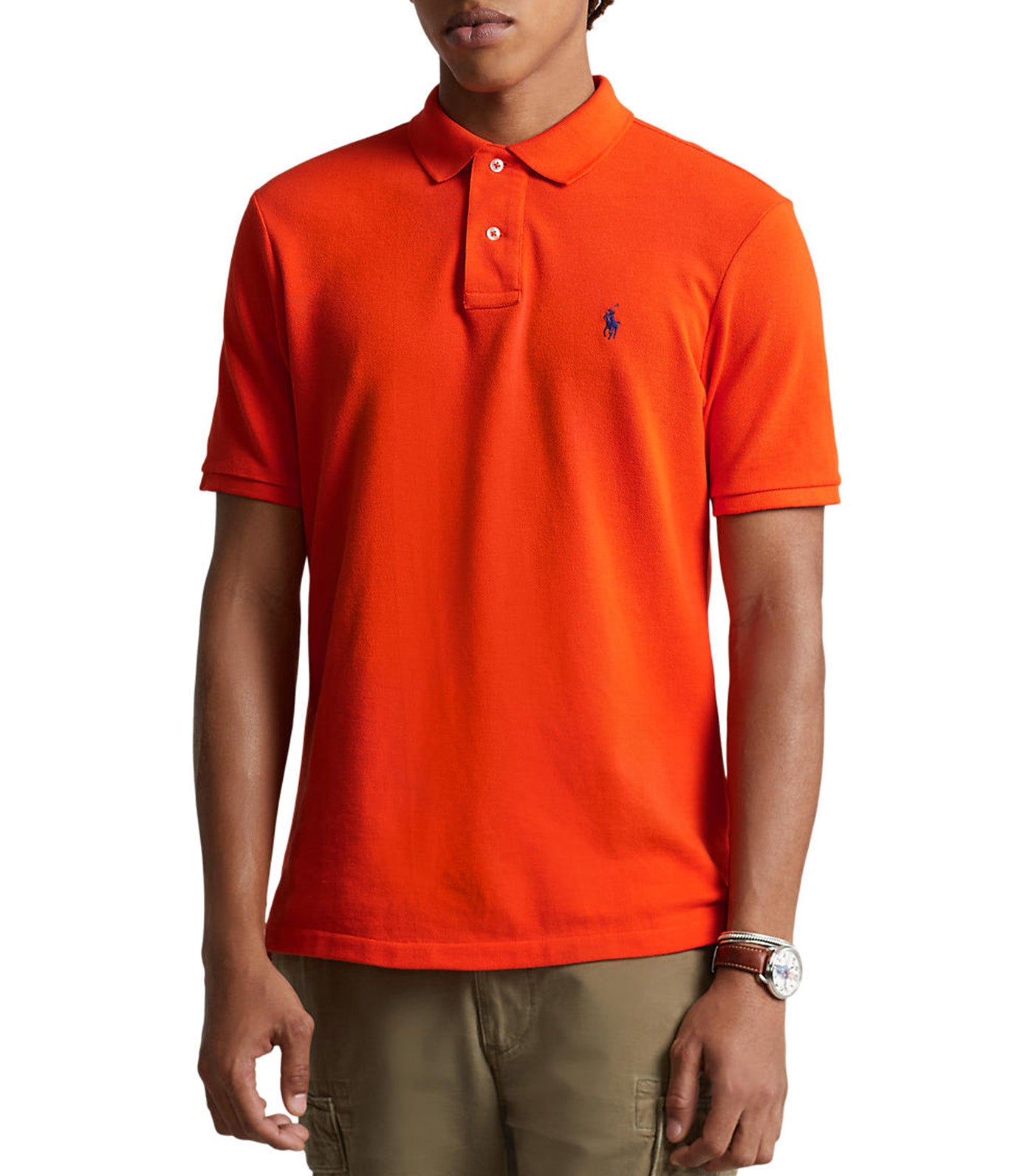 Men's Custom Slim Fit Mesh Polo Shirt Sailing Orange