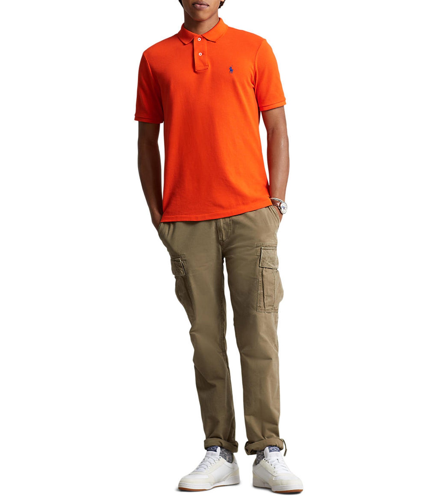 Men's Custom Slim Fit Mesh Polo Shirt Sailing Orange