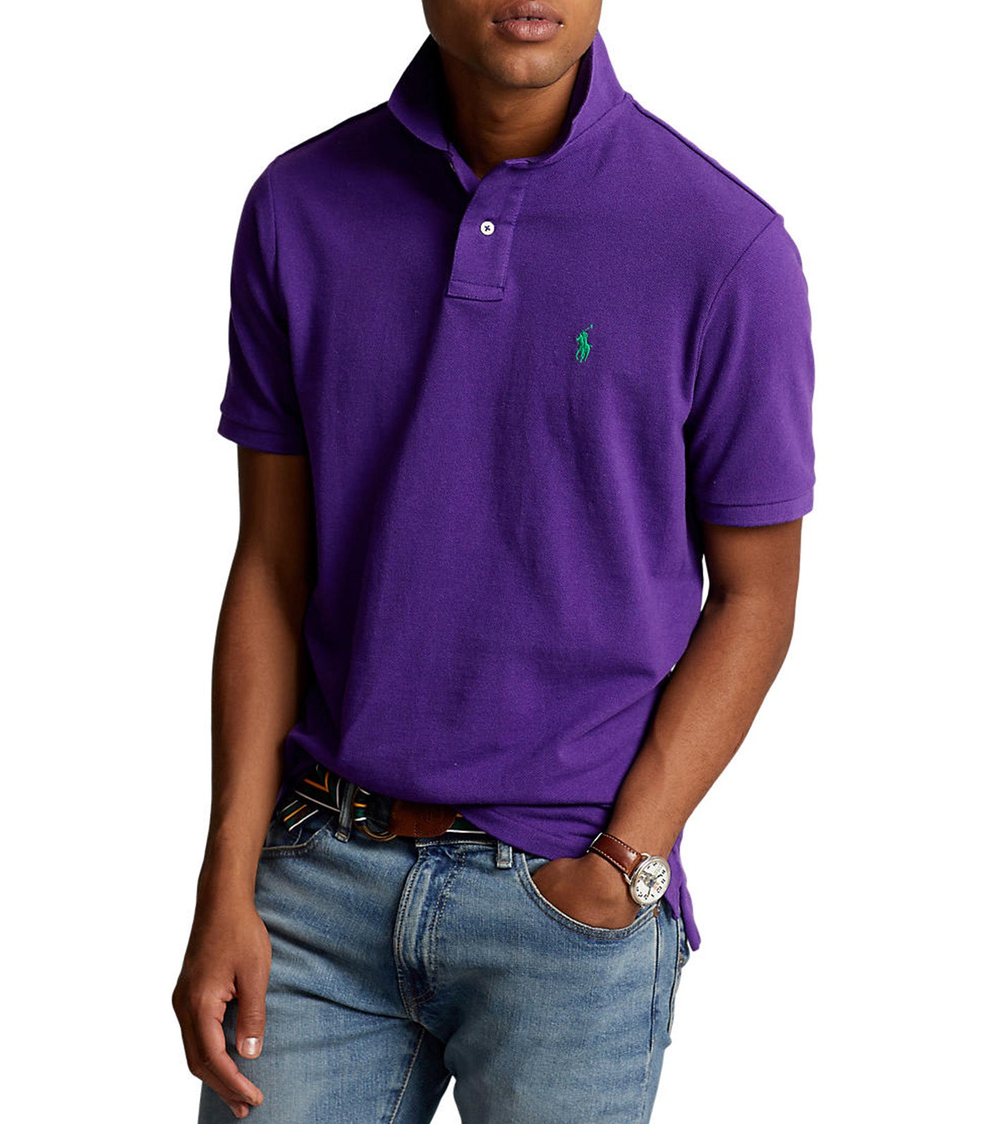 Men's Custom Slim Fit Mesh Polo Shirt Chalet Purple