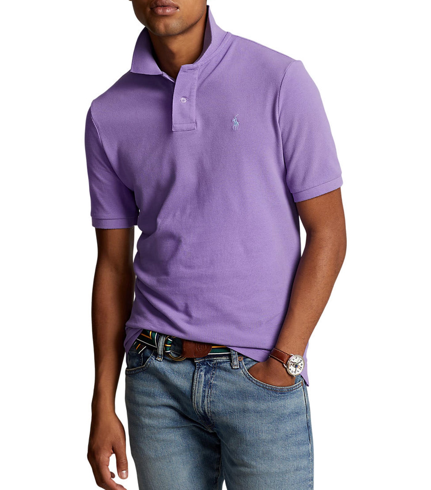 Men's Custom Slim Fit Mesh Polo Shirt Cactus Purple