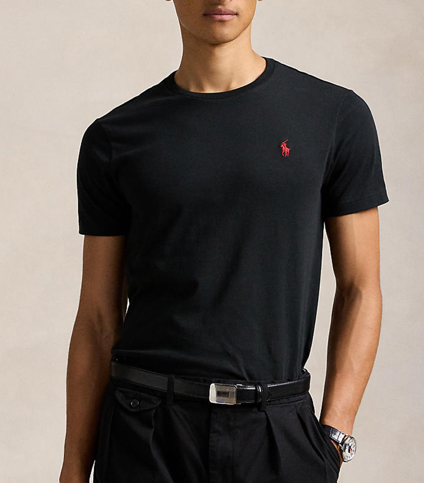 Polo Ralph Lauren Men's Custom Slim Fit Jersey Crewneck T-Shirt Black