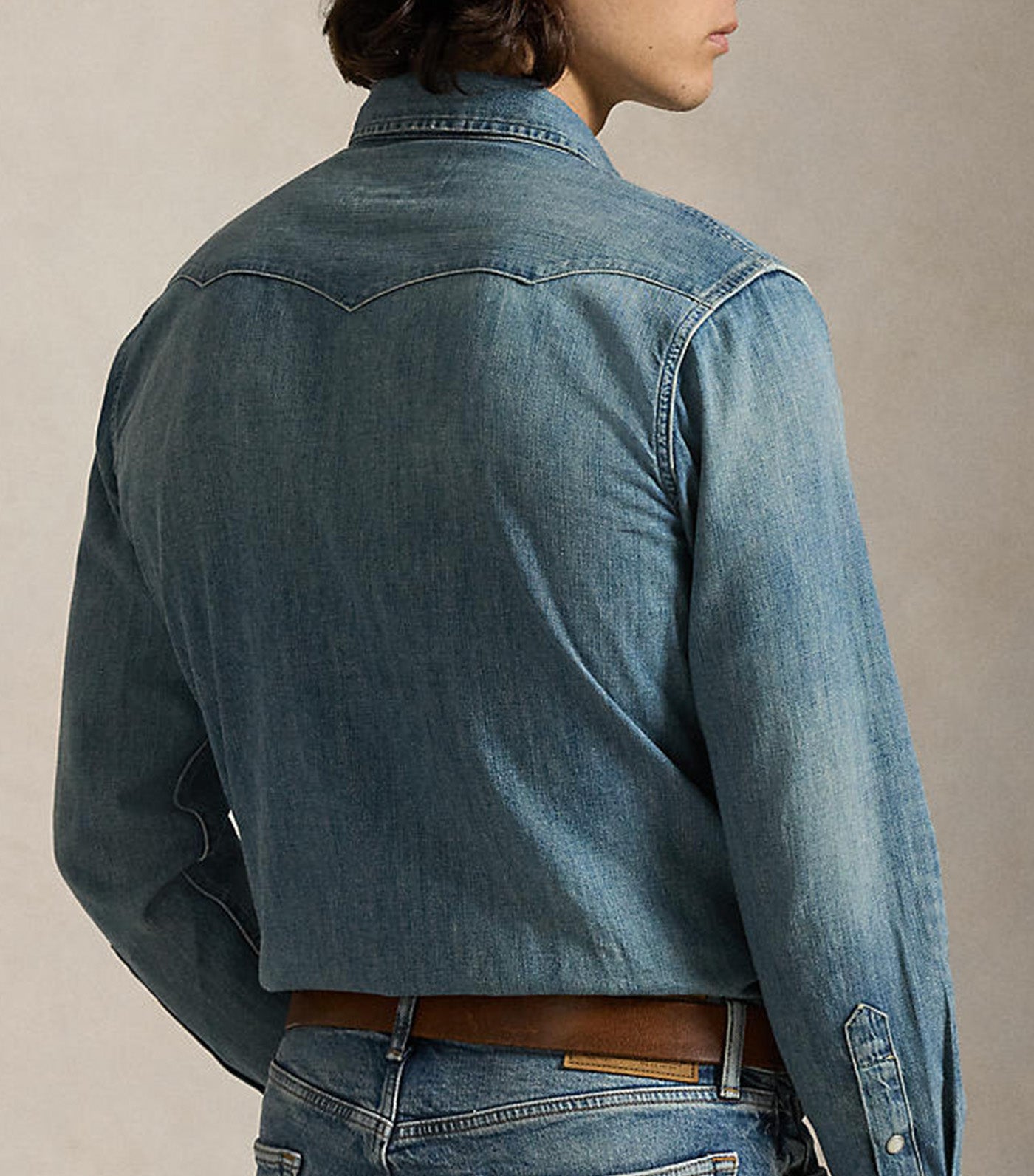 Slub Denim Western Shirt Blue