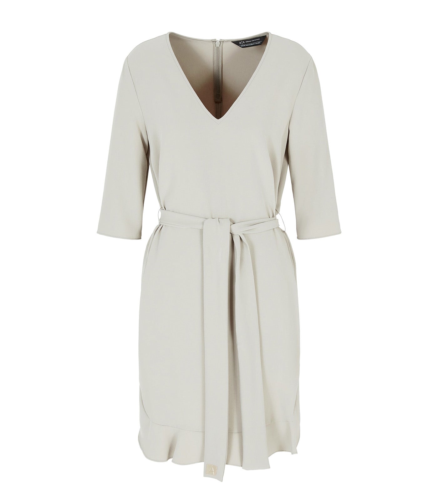 Midi V-Neck Dress with Belt Shaker