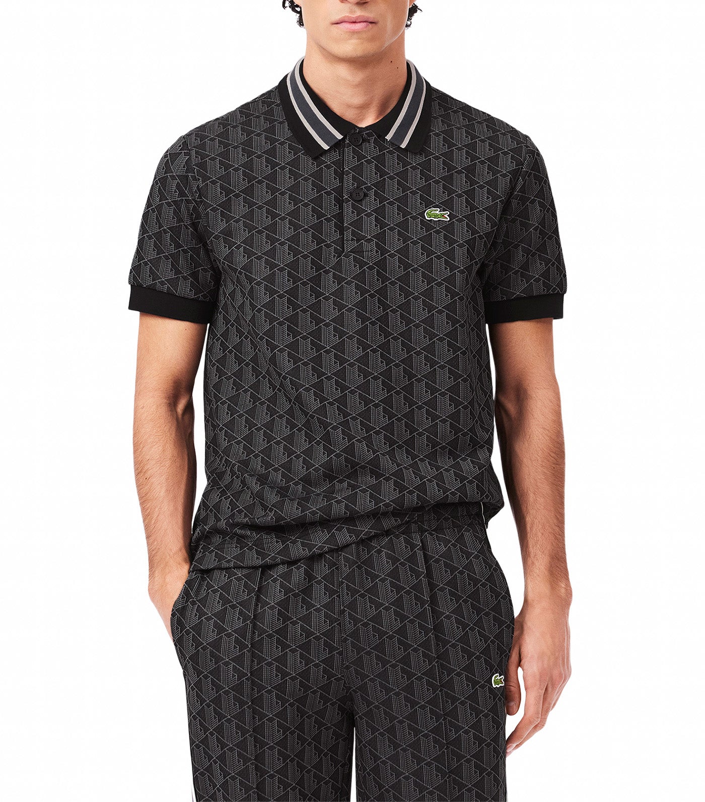 Classic Fit Contrast Collar Monogram Motif Polo Shirt
