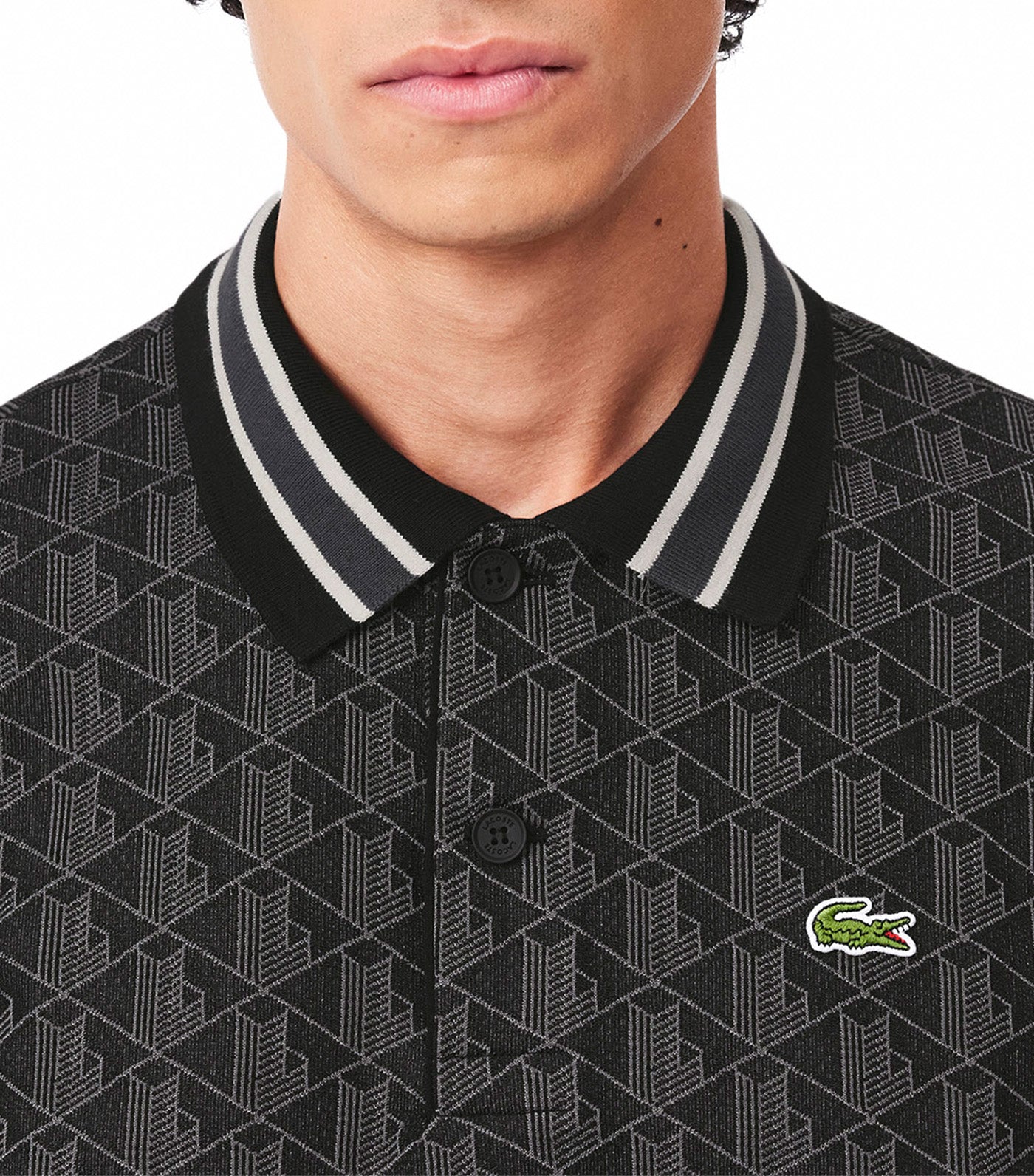 Classic Fit Contrast Collar Monogram Motif Polo Shirt