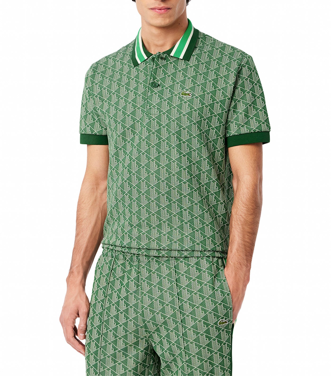 Classic Fit Contrast Collar Monogram Motif Polo Shirt