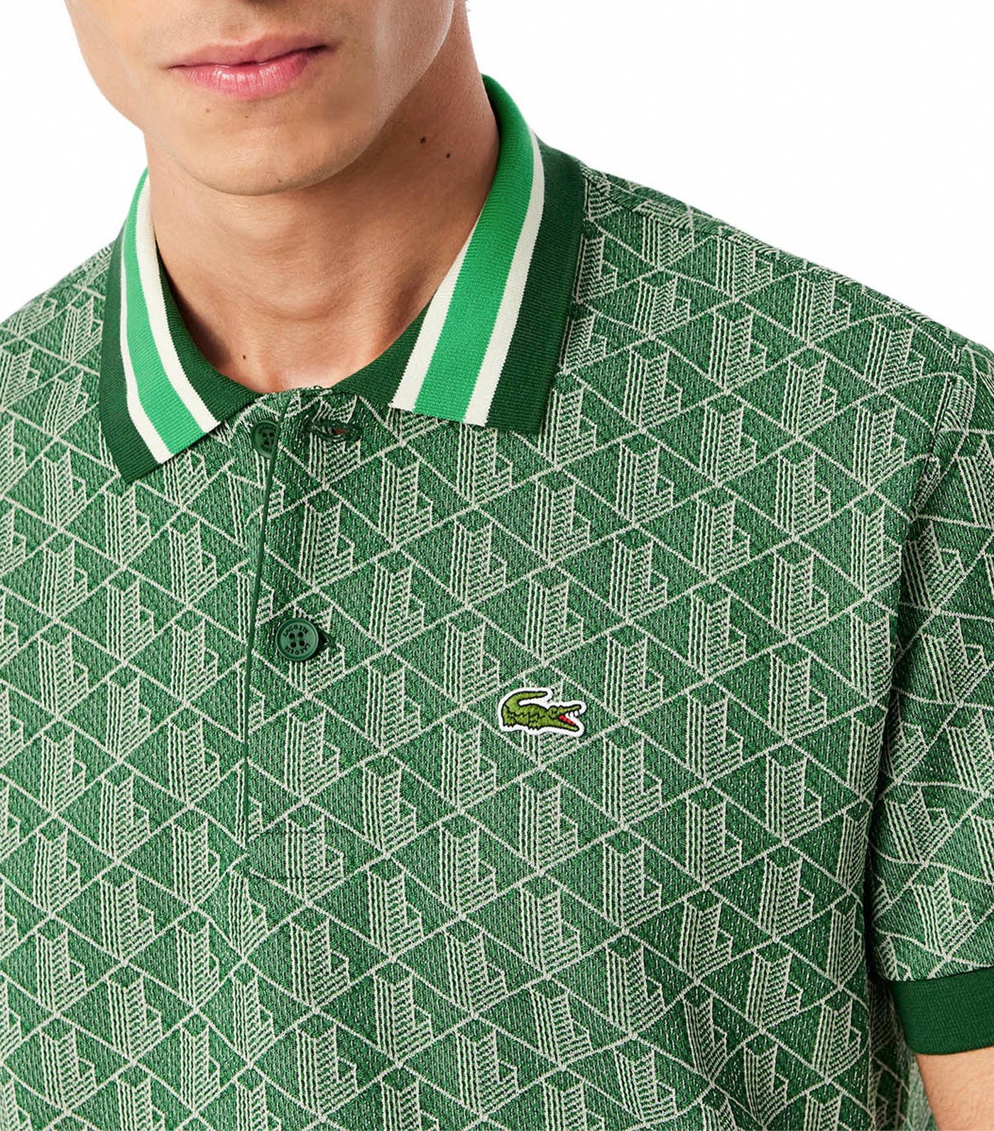 Classic Fit Contrast Collar Monogram Motif Polo Shirt