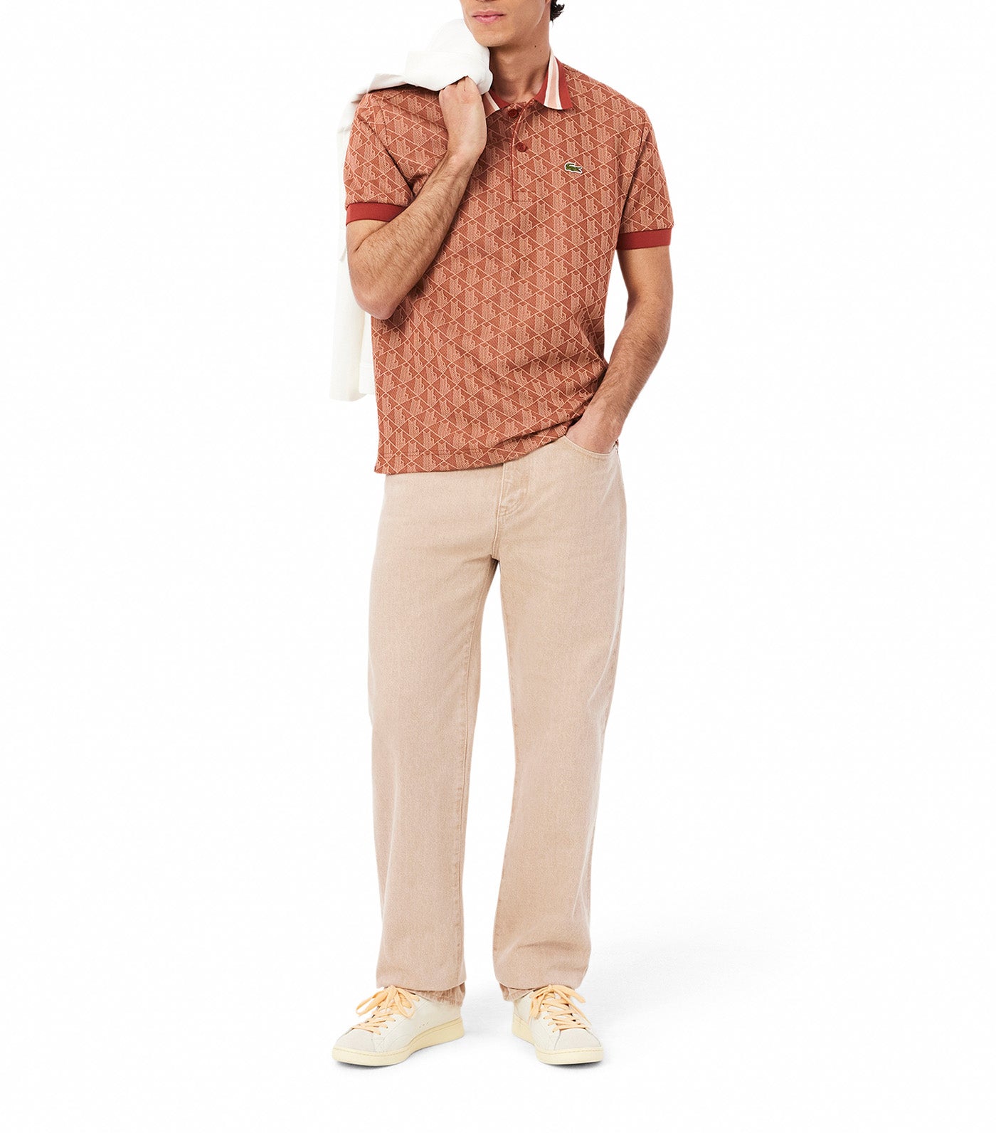 Classic Fit Contrast Collar Monogram Motif Polo Shirt