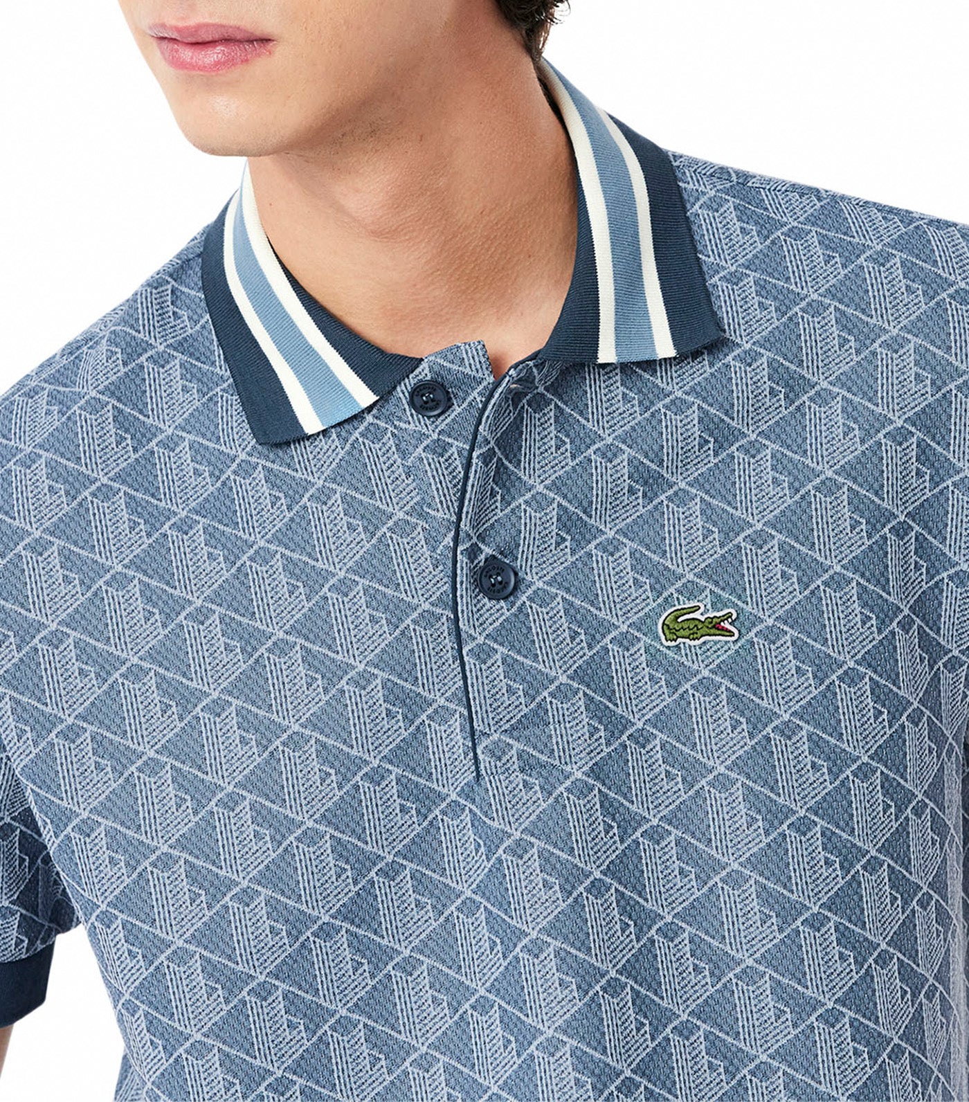 Classic Fit Contrast Collar Monogram Motif Polo Shirt