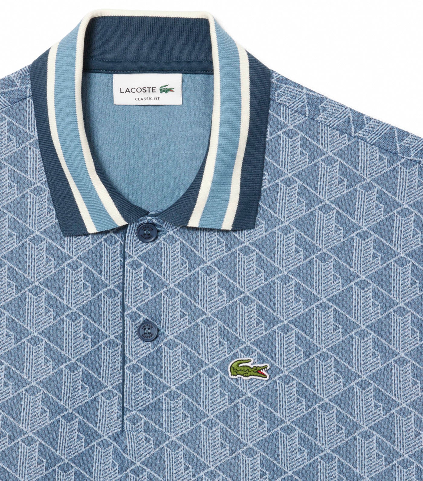 Classic Fit Contrast Collar Monogram Motif Polo Shirt