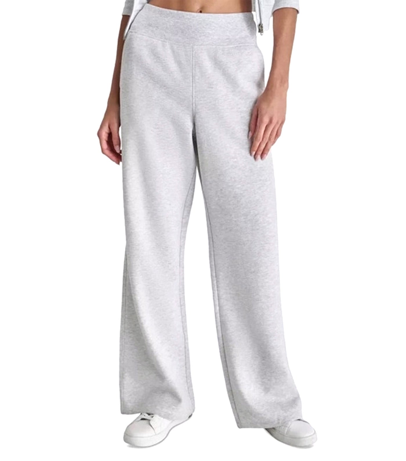 Embroidered Logo Wide Leg Pant with Pockets Gray