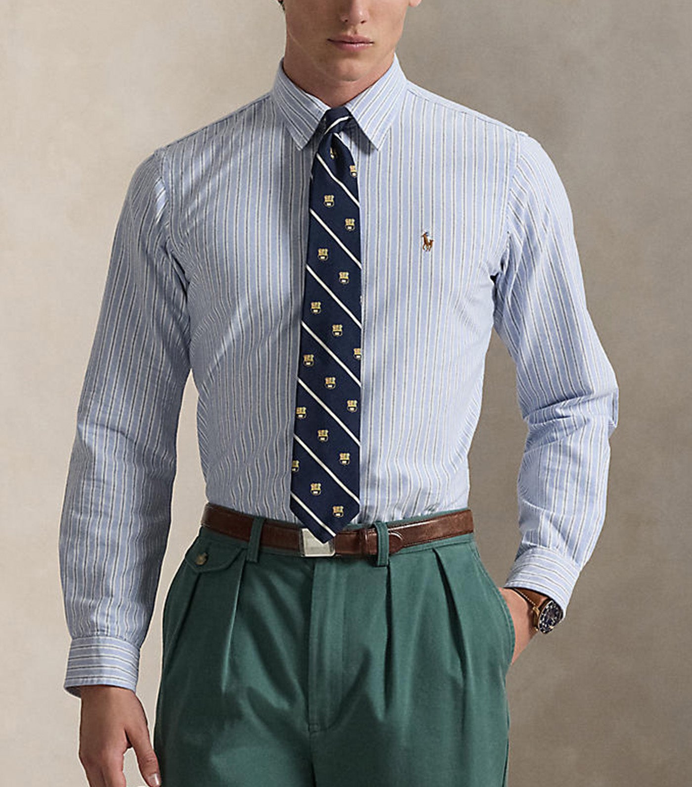 Men's Custom Fit Striped Oxford Shirt