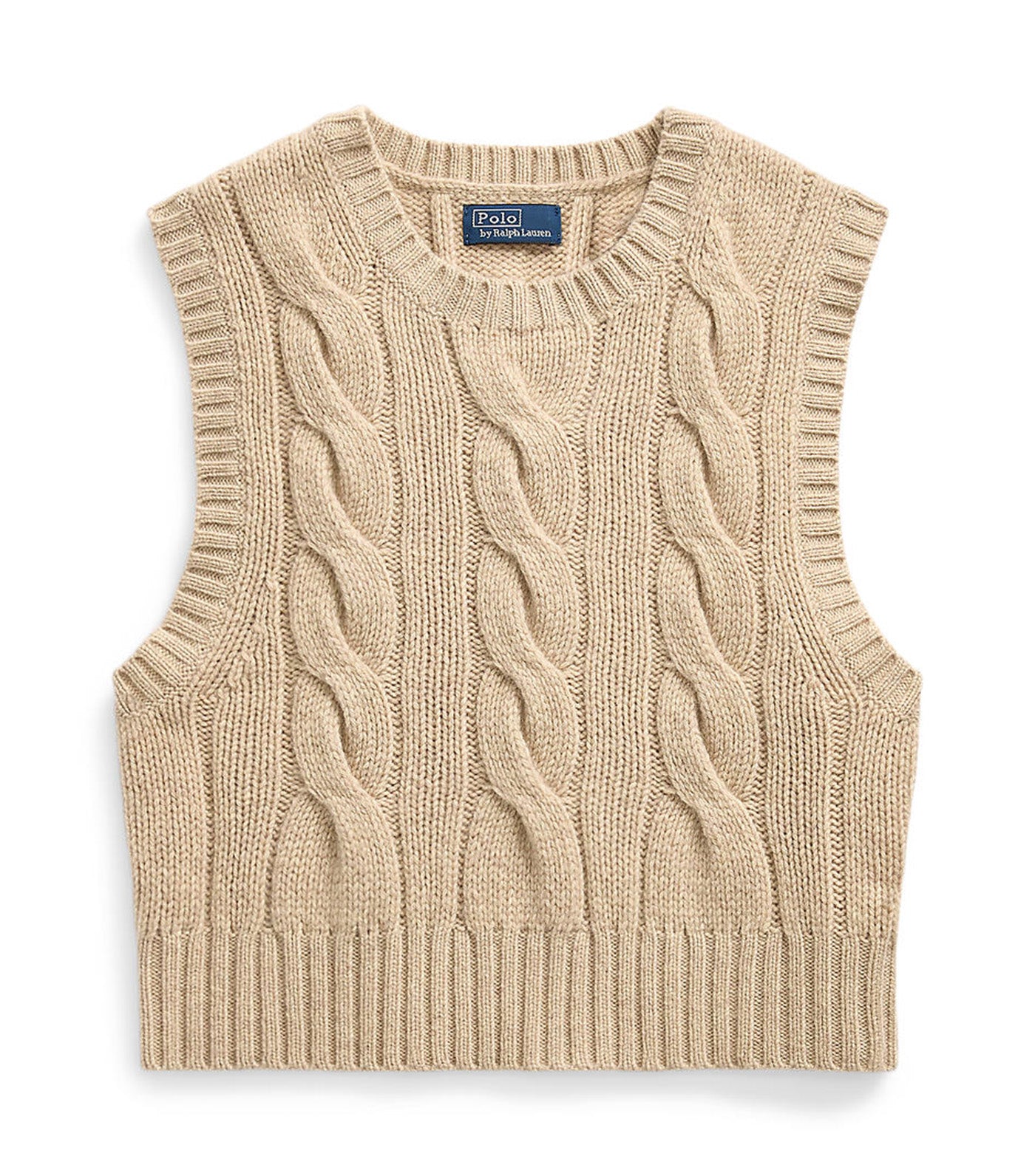 Women's Cropped Cable Wool-Cashmere Sweater Oat