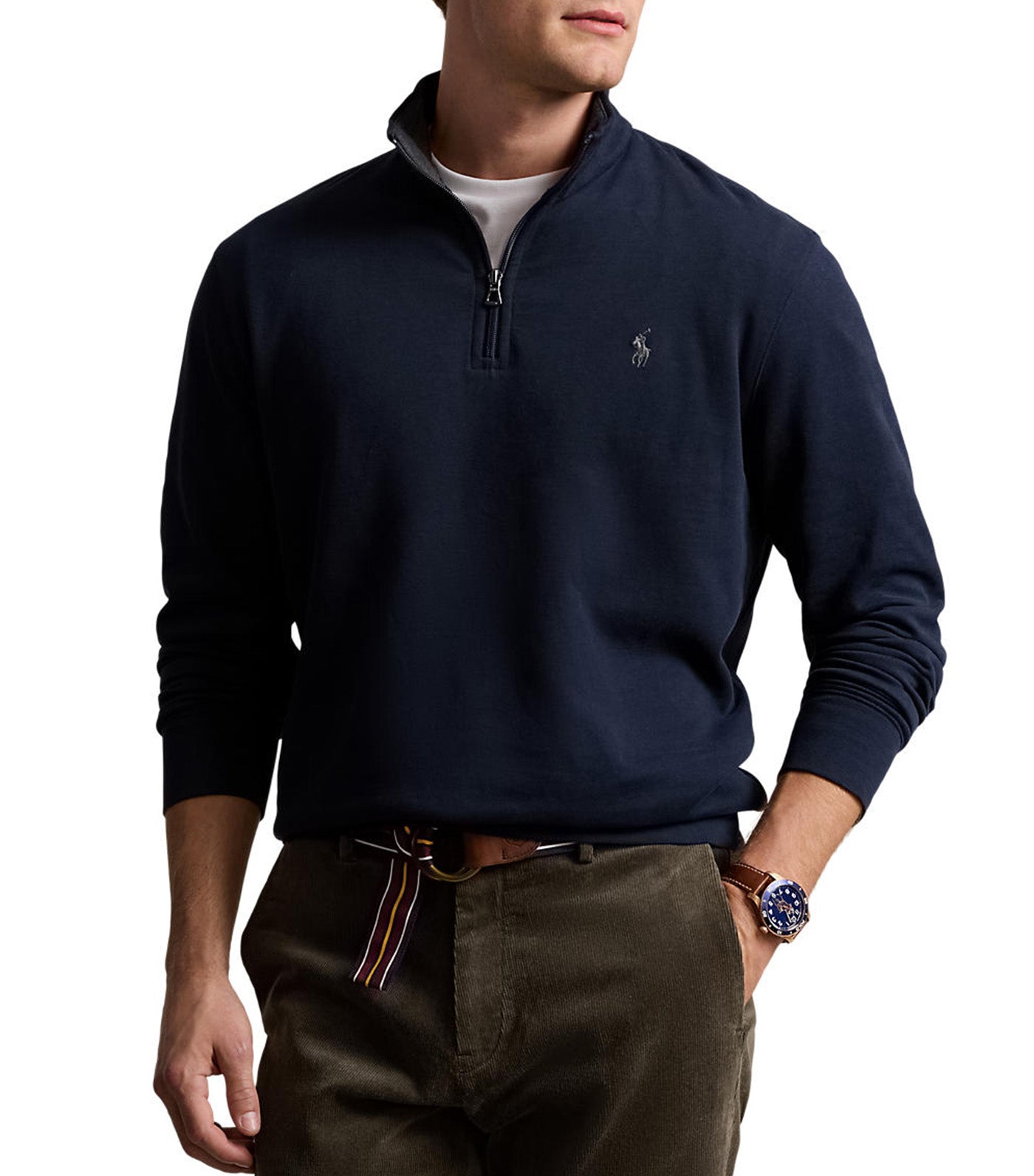 Men's Luxury Jersey Quarter-Zip Pullover Aviator Navy