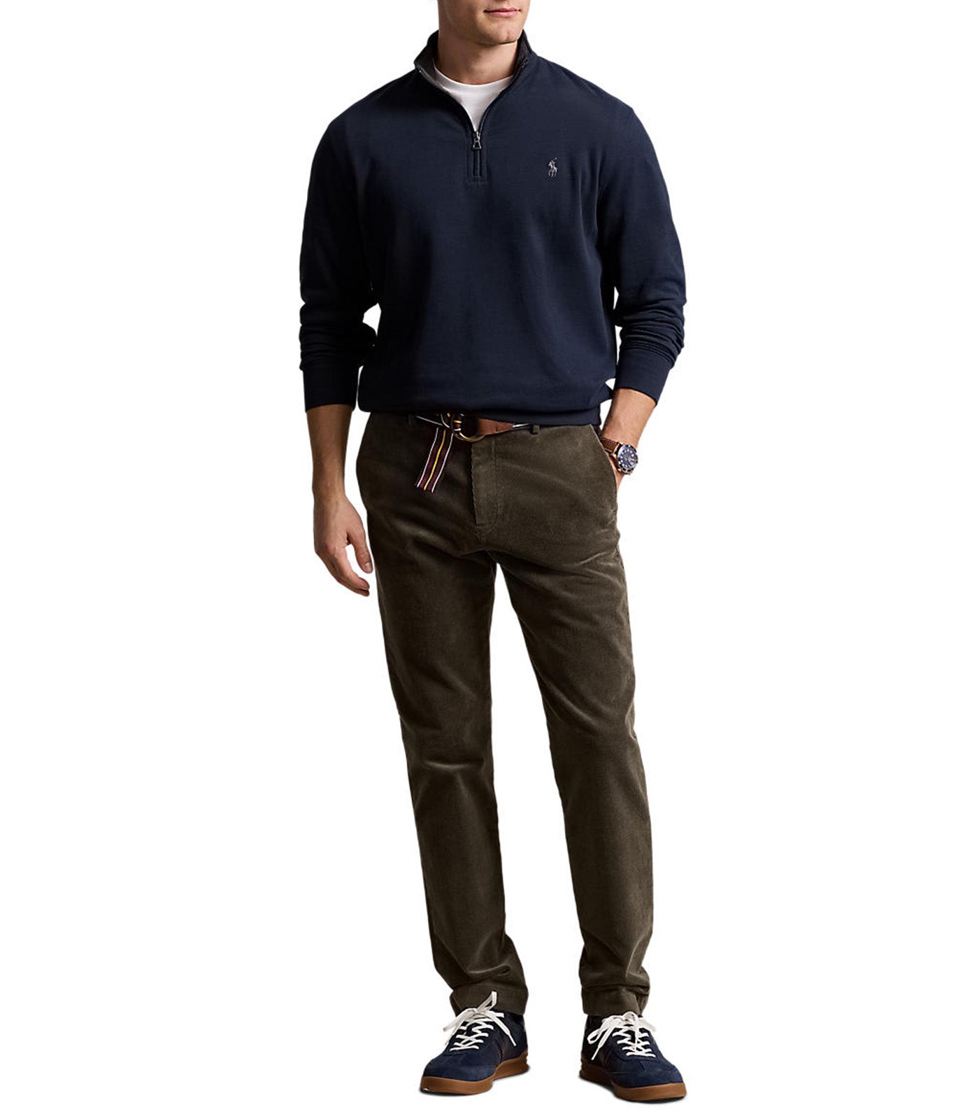 Men's Luxury Jersey Quarter-Zip Pullover Aviator Navy