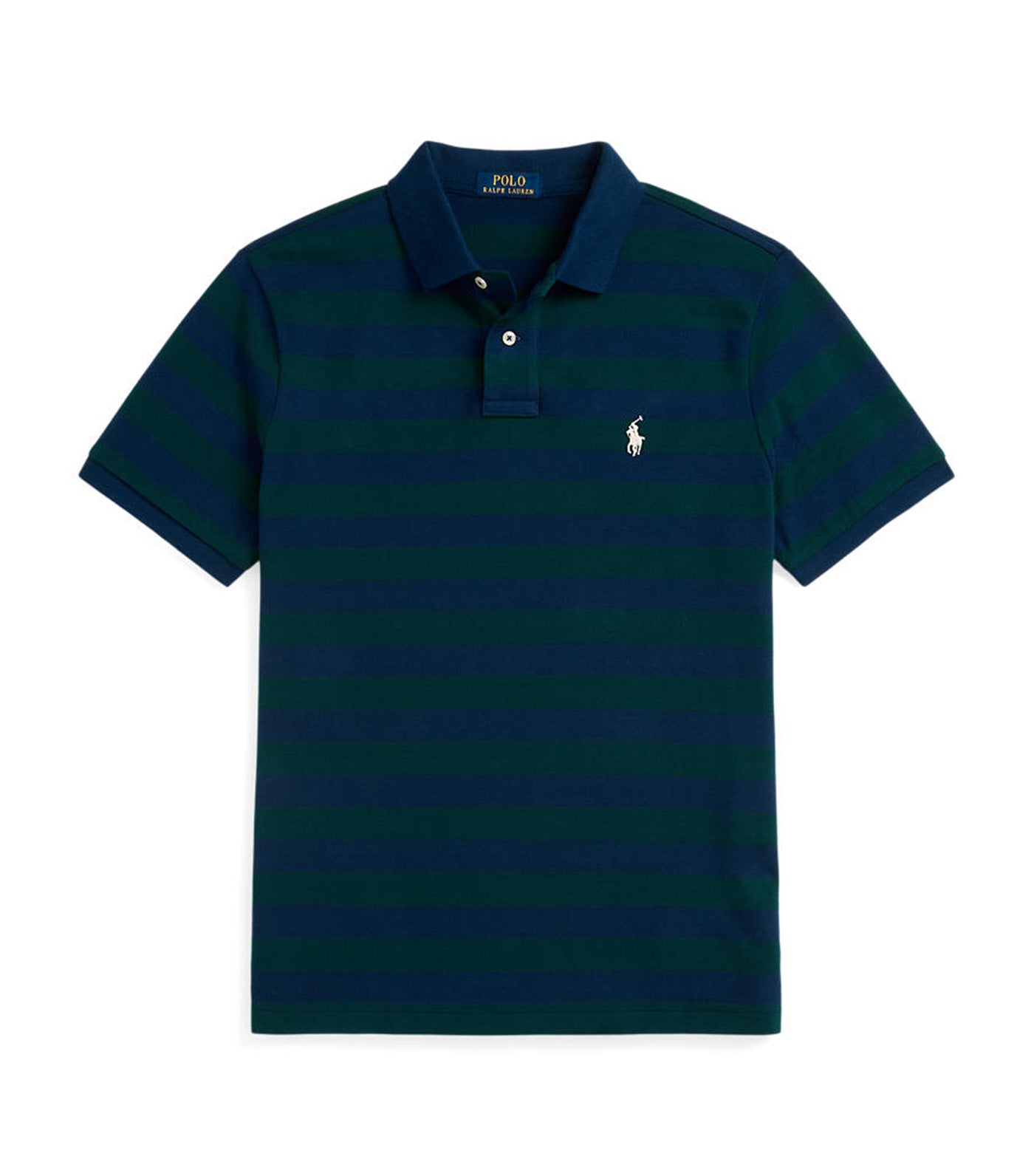 Men's Custom Slim Fit Striped Mesh Polo Shirt Moss Agate/Spring Navy