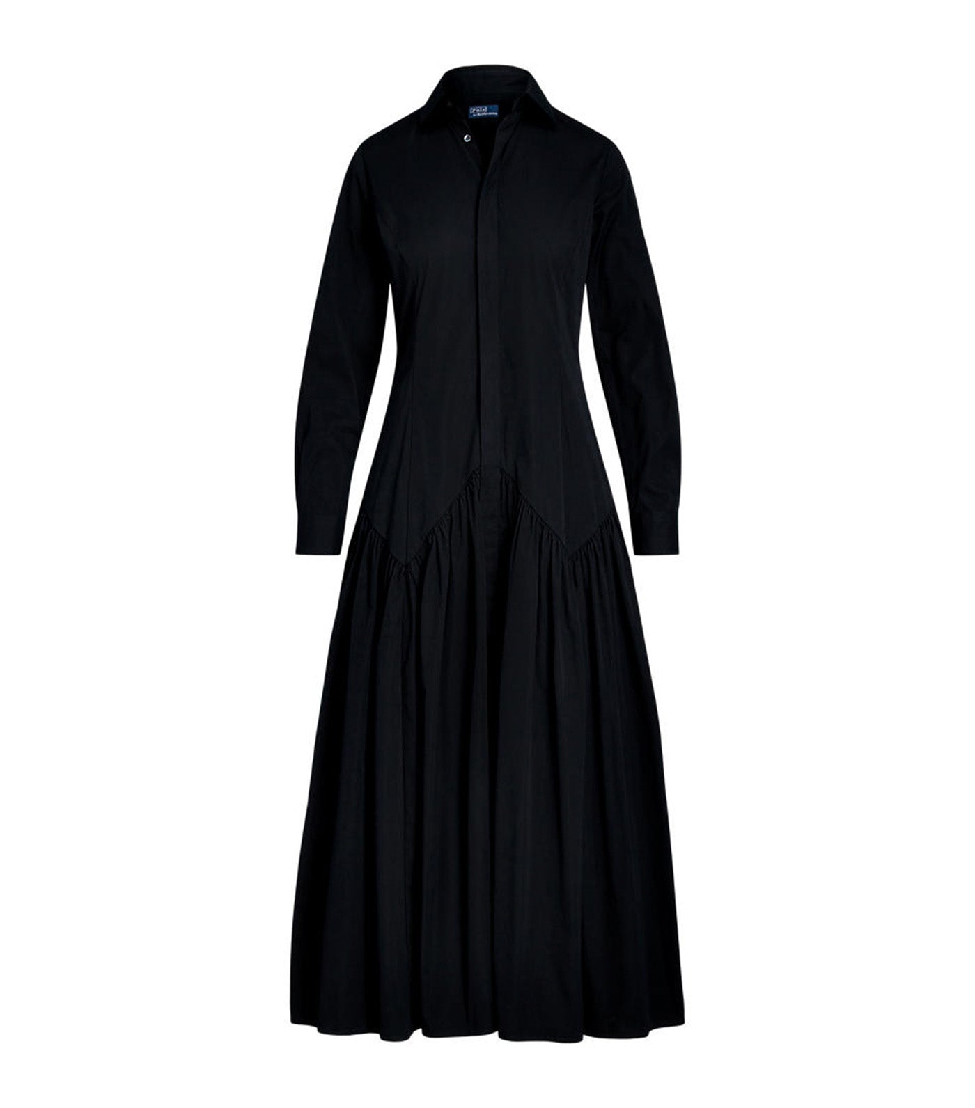 Women's Shirred-Yoke Oxford Shirtdress Black