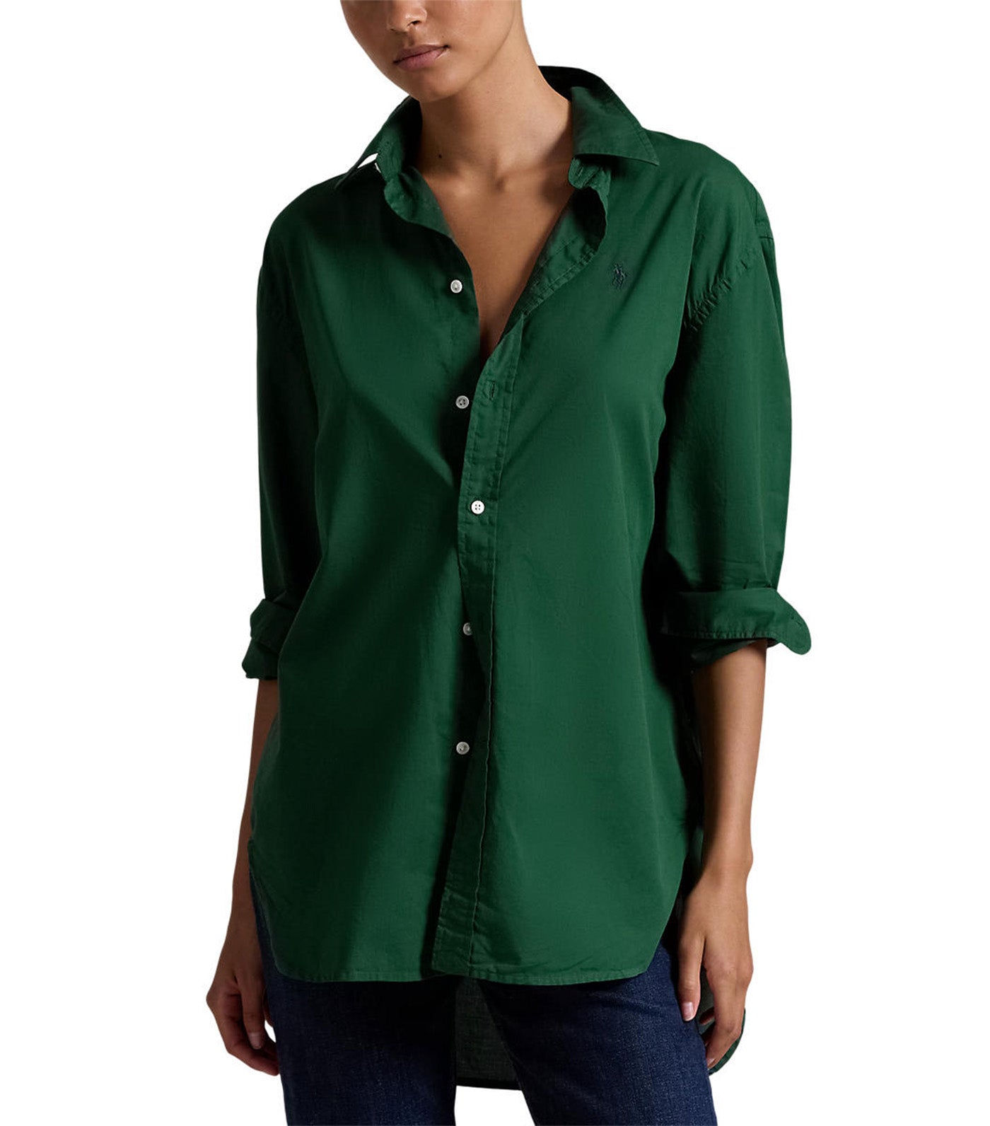 Women's Oversize Fit Cotton Twill Shirt Northwest Pine