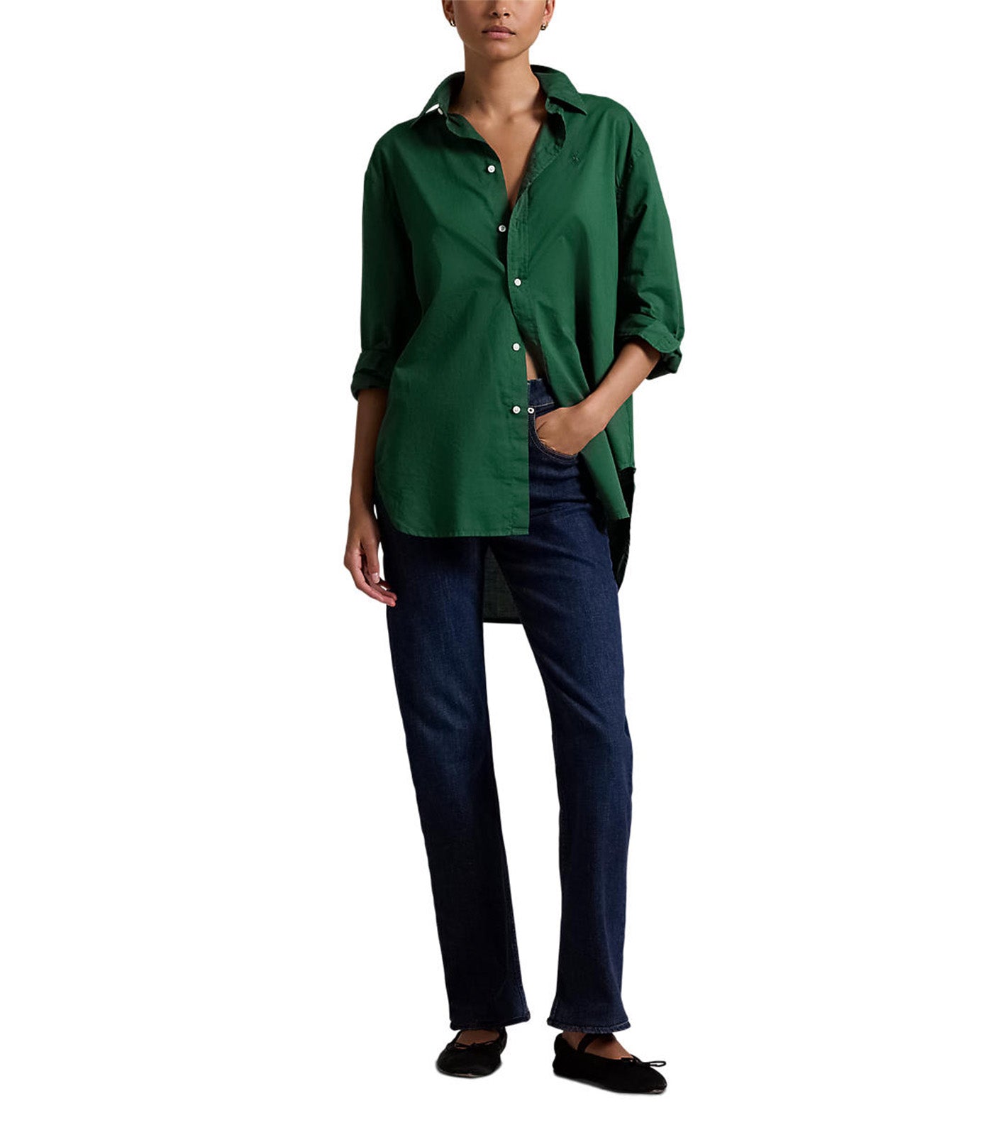 Women's Oversize Fit Cotton Twill Shirt Northwest Pine