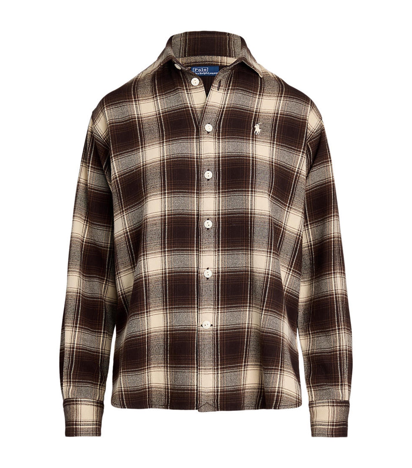 Women's Relaxed Fit Plaid Cotton Shirt Brown/Cream