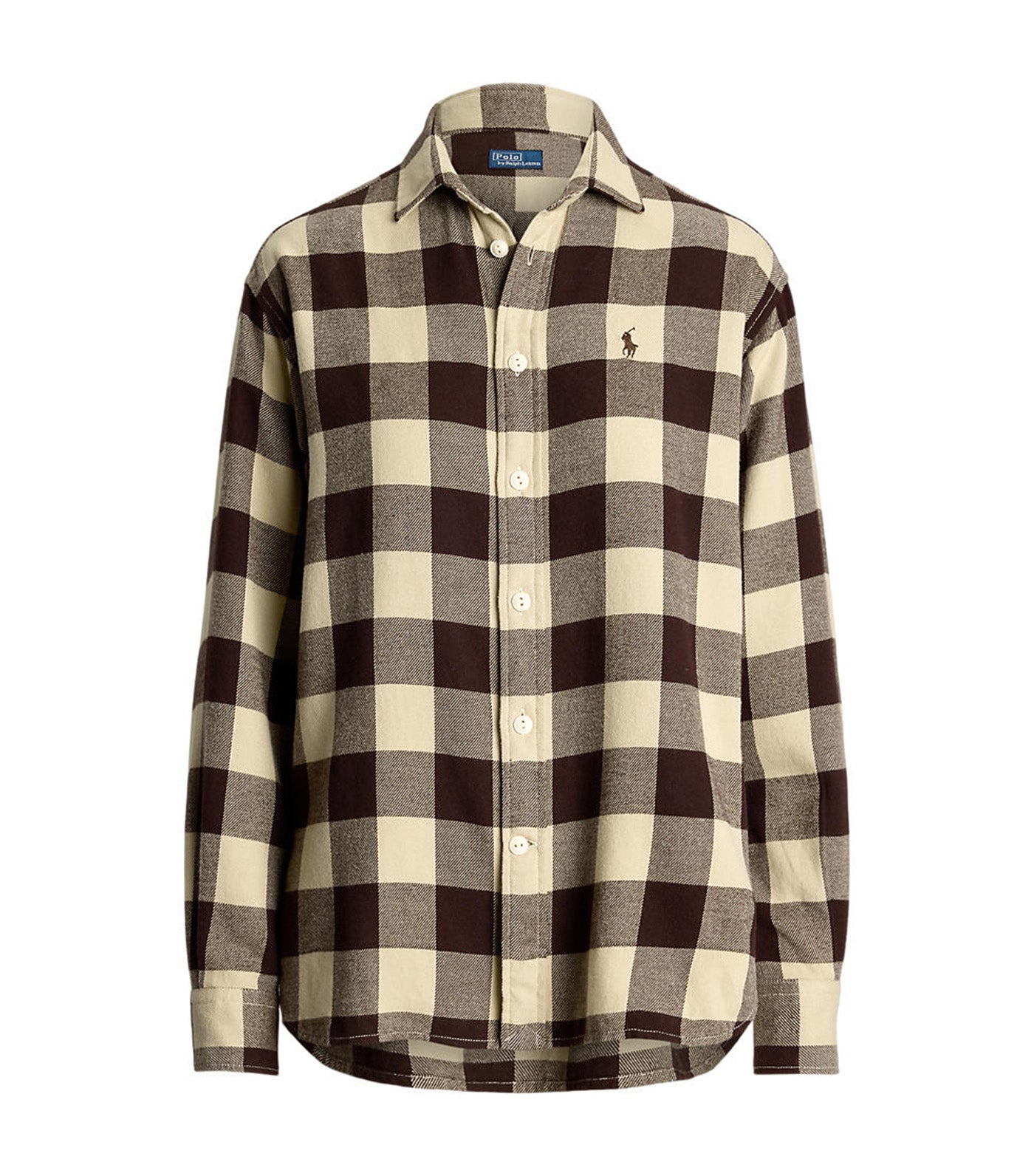 Women's Relaxed Fit Plaid Cotton Shirt Tan/Brown