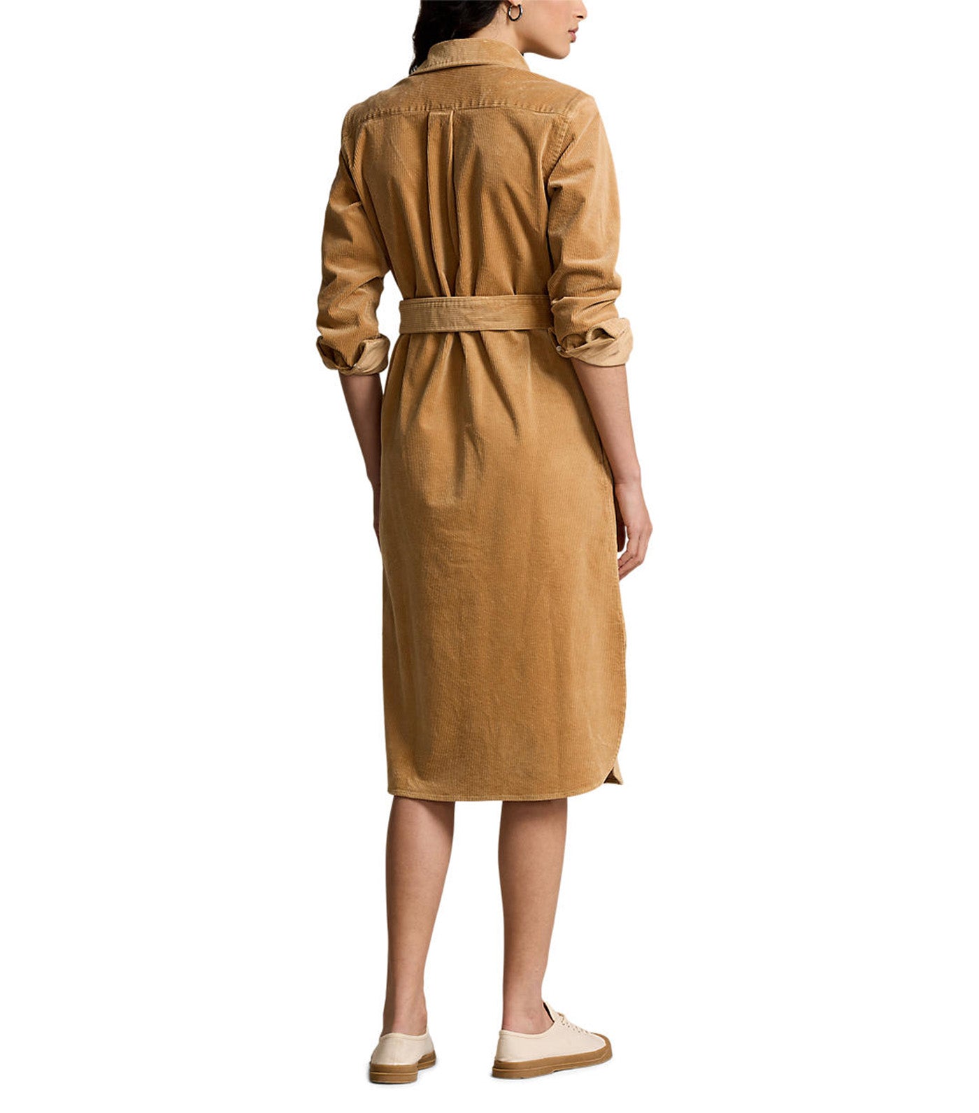 Women's Belted Corduroy Shirtdress Camel