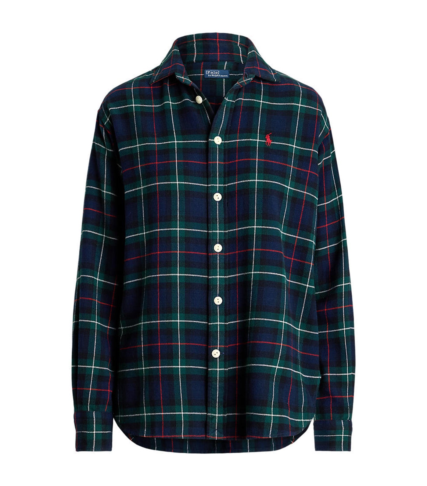 Women's Relaxed Fit Plaid Cotton Shirt Green/Red Plaid