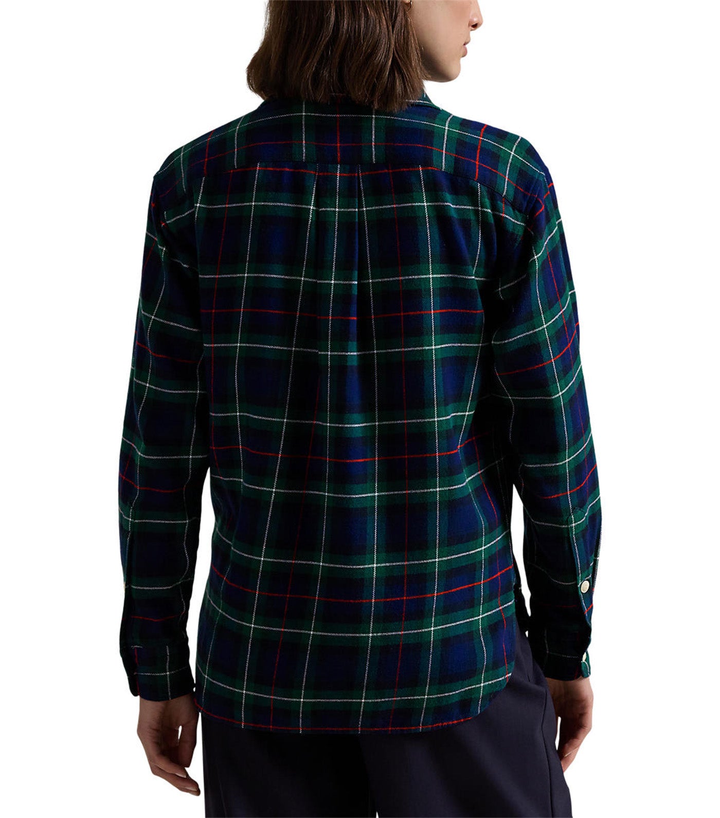 Women's Relaxed Fit Plaid Cotton Shirt Green/Red Plaid