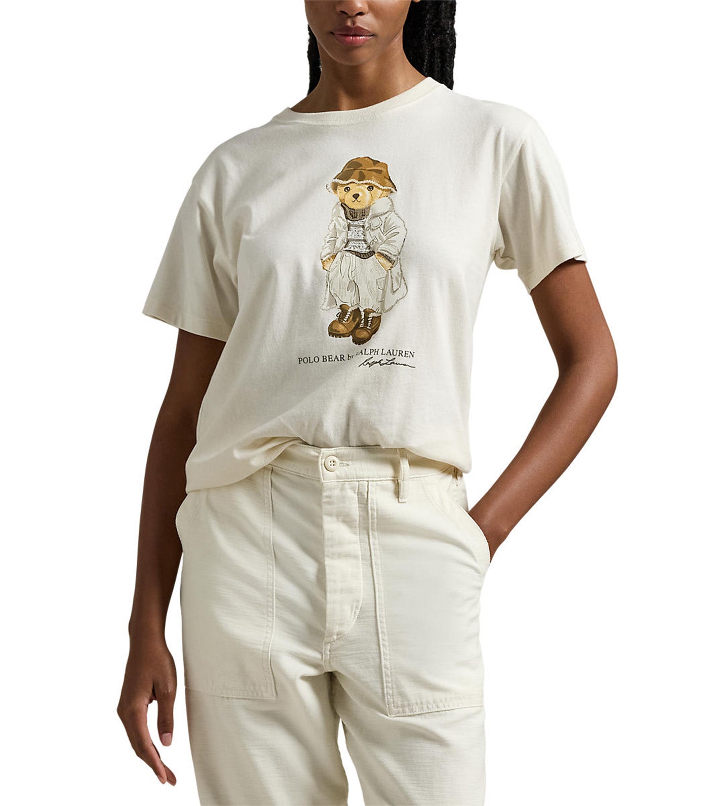 Women's Polo Bear Logo Cotton Jersey Tee Deckwash White