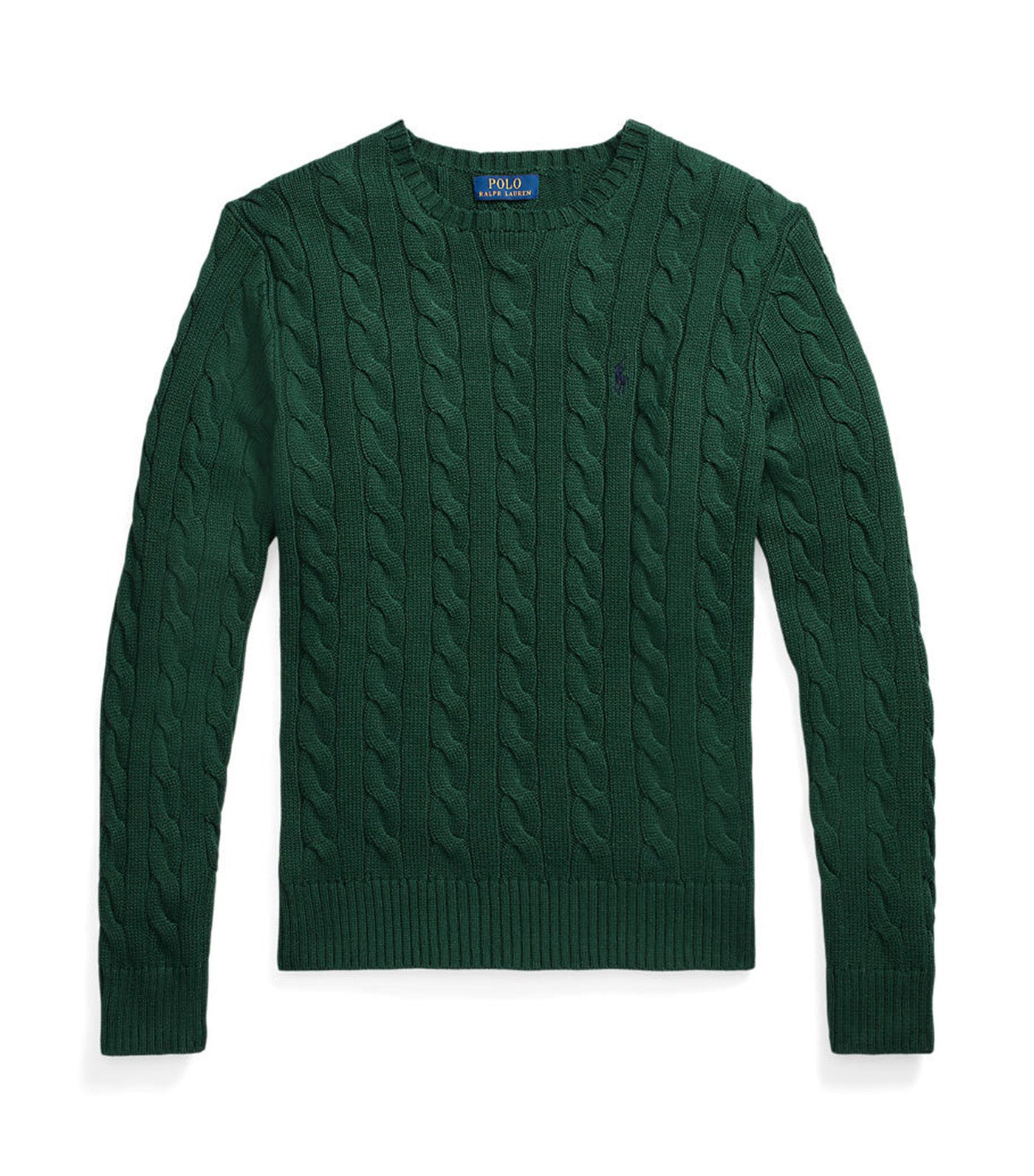 Men's Cable-Knit Cotton Sweater Vintage Pine