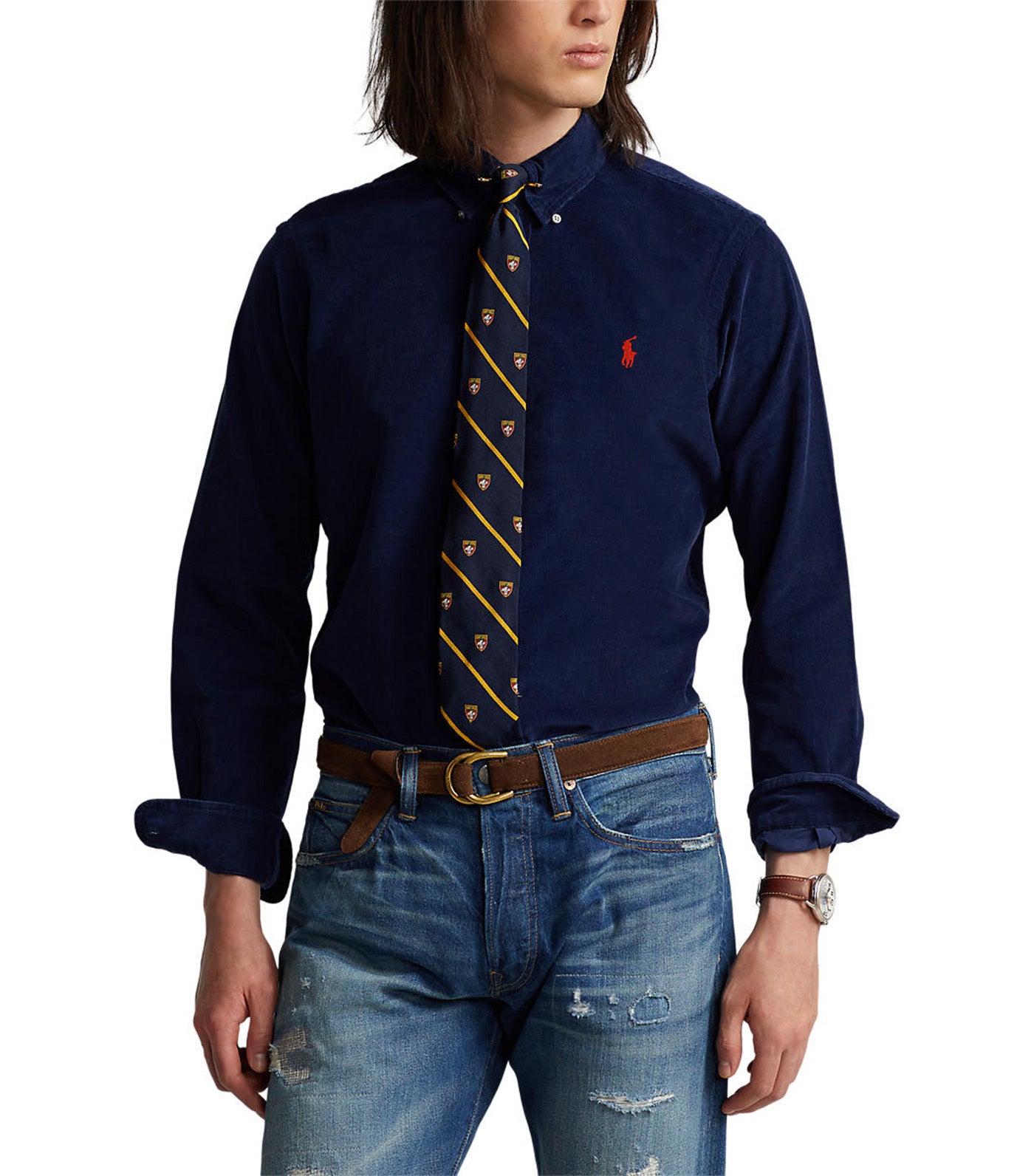 Men's Custom Fit Corduroy Shirt Cruise Navy