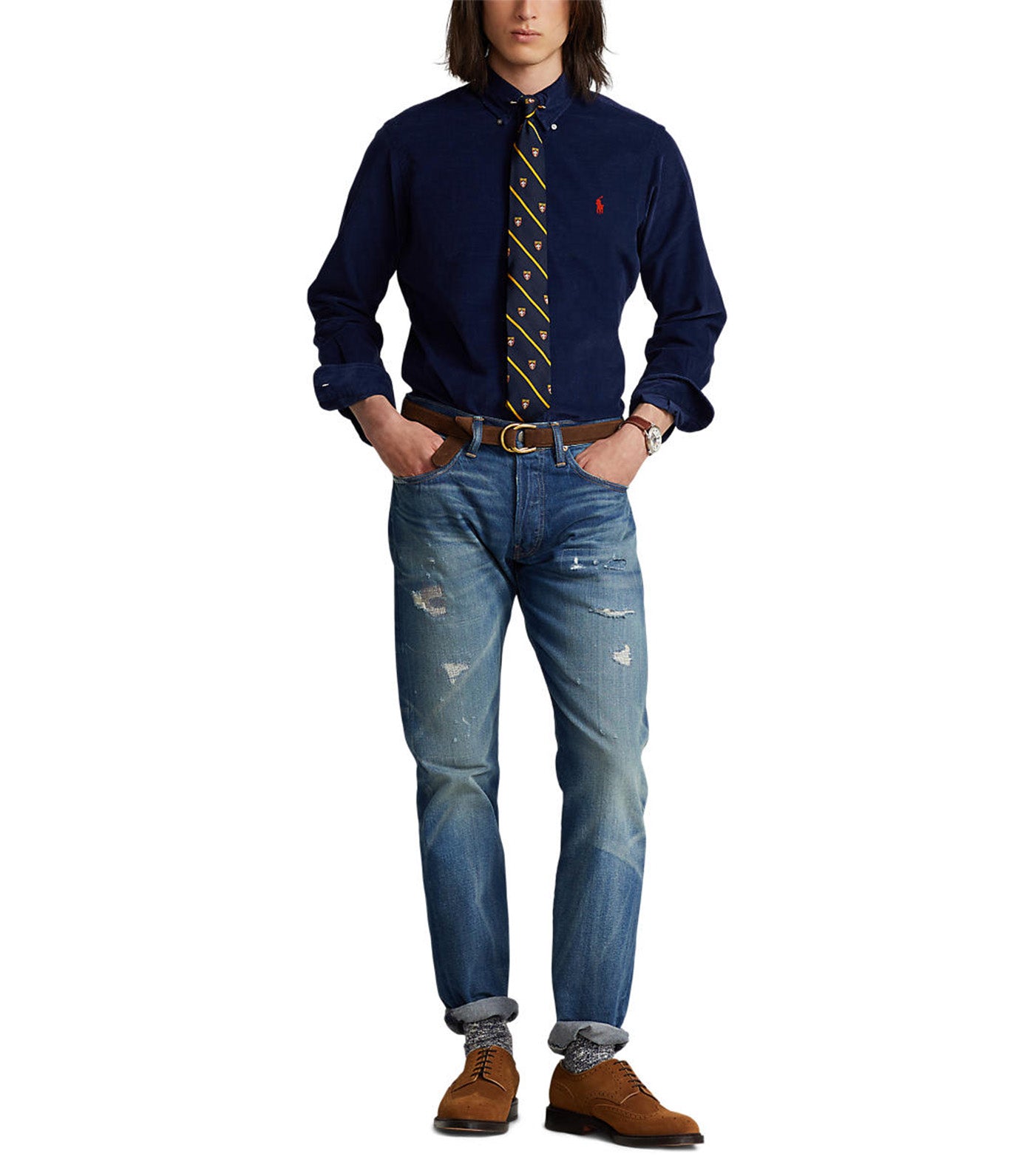 Men's Custom Fit Corduroy Shirt Cruise Navy