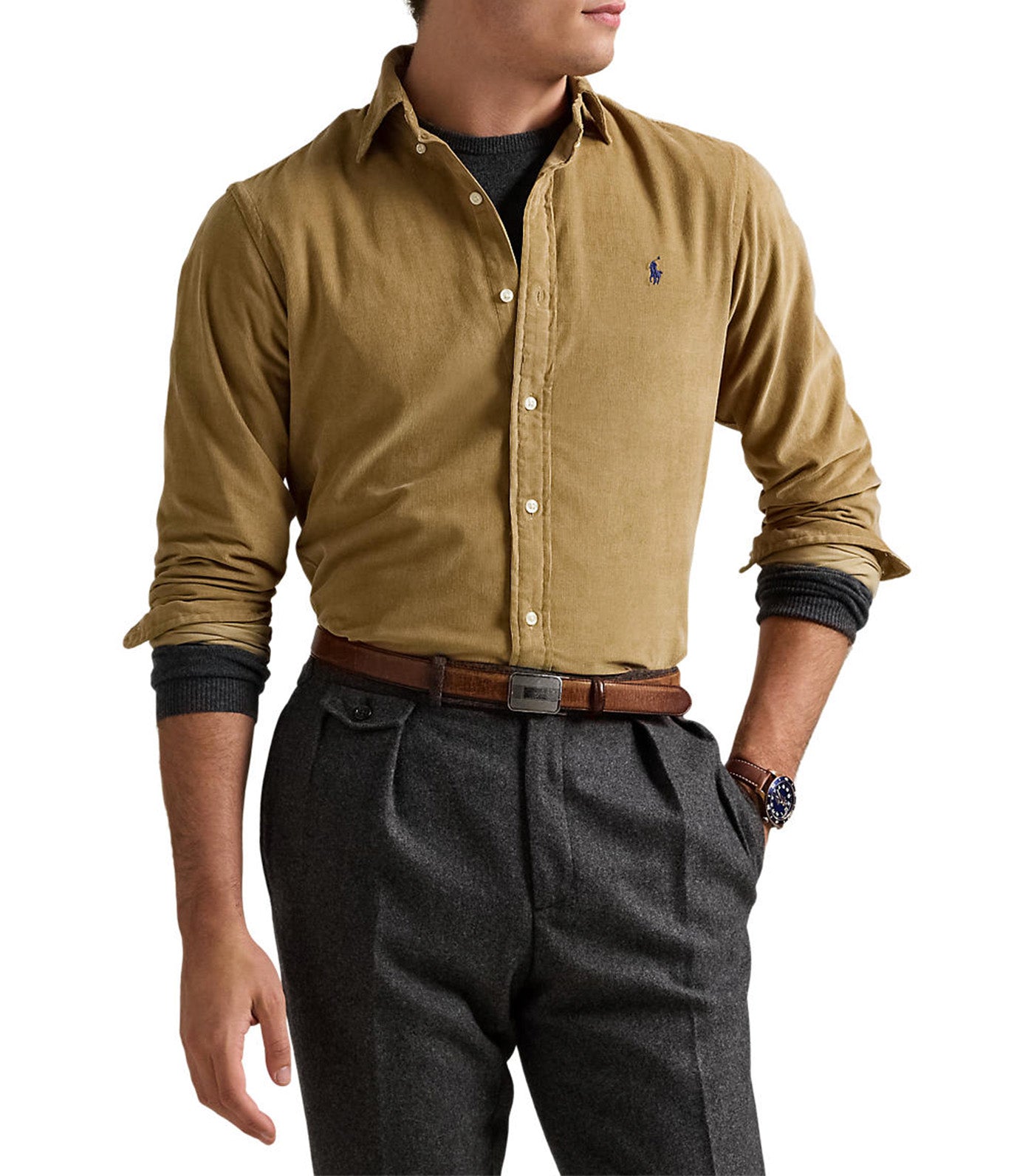 Men's Custom Fit Corduroy Shirt New Bronze