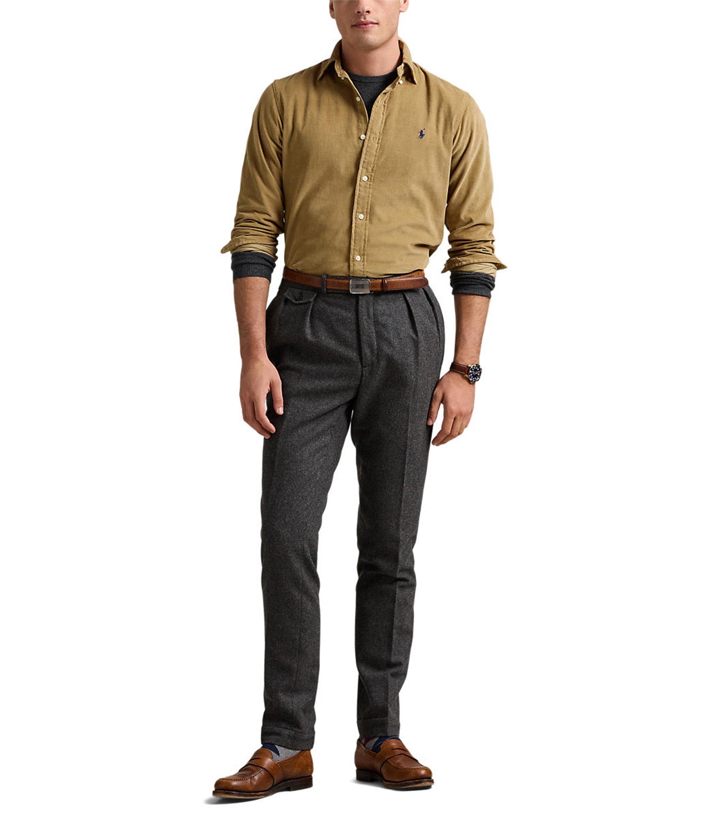 Men's Custom Fit Corduroy Shirt New Bronze