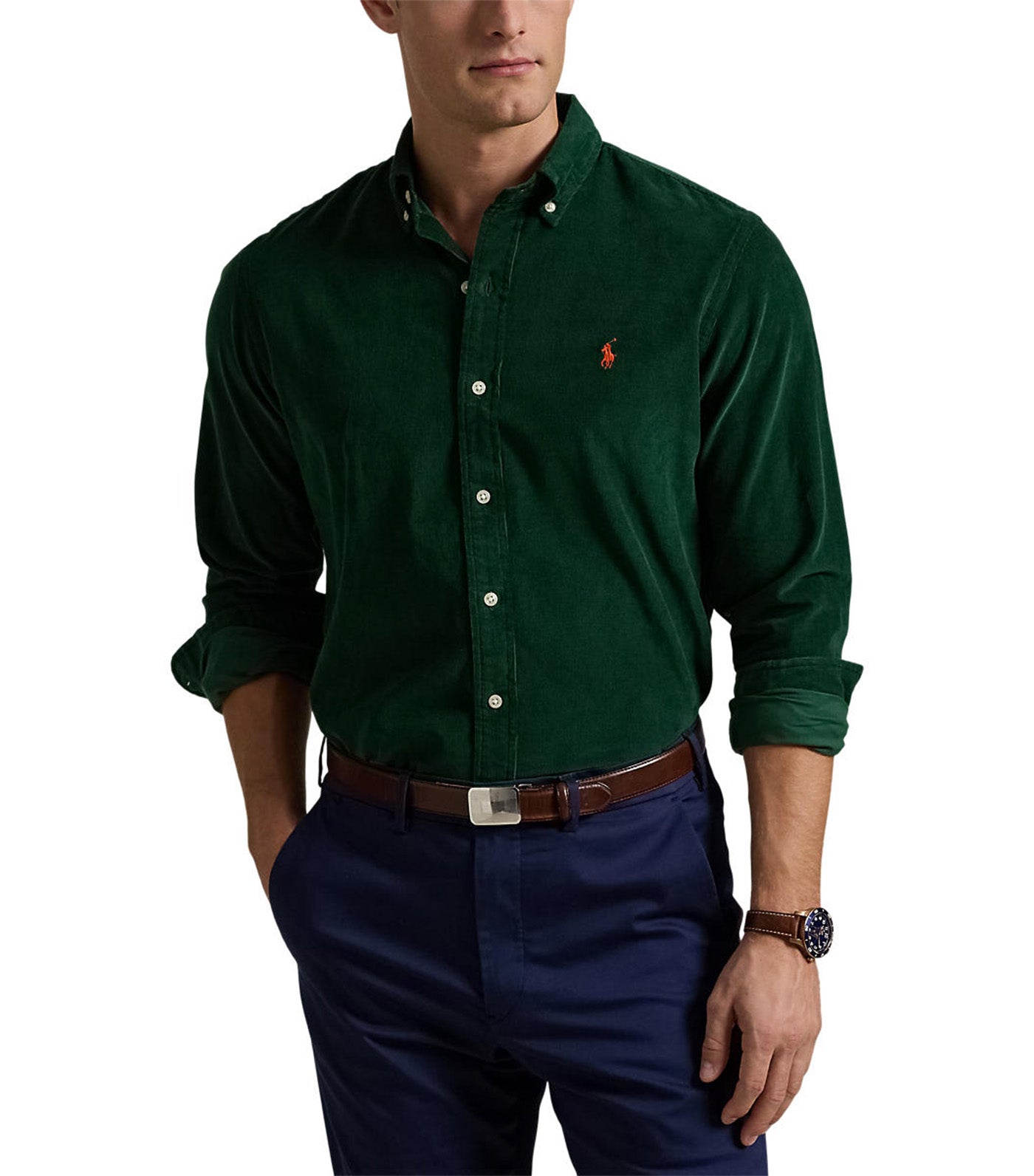 Men's Custom Fit Corduroy Shirt Vintage Pine