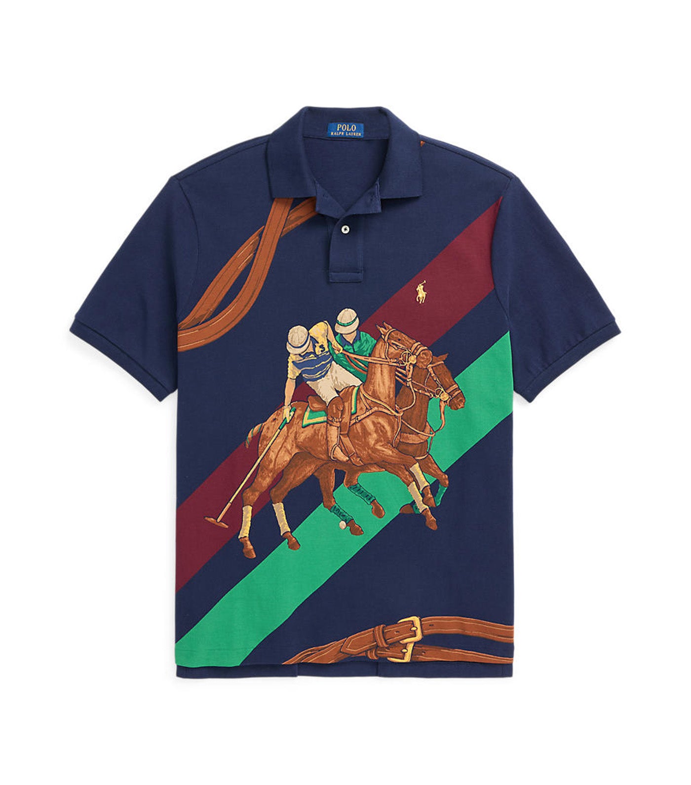 Men's Classic Fit Equestrian Mesh Polo Shirt Blue