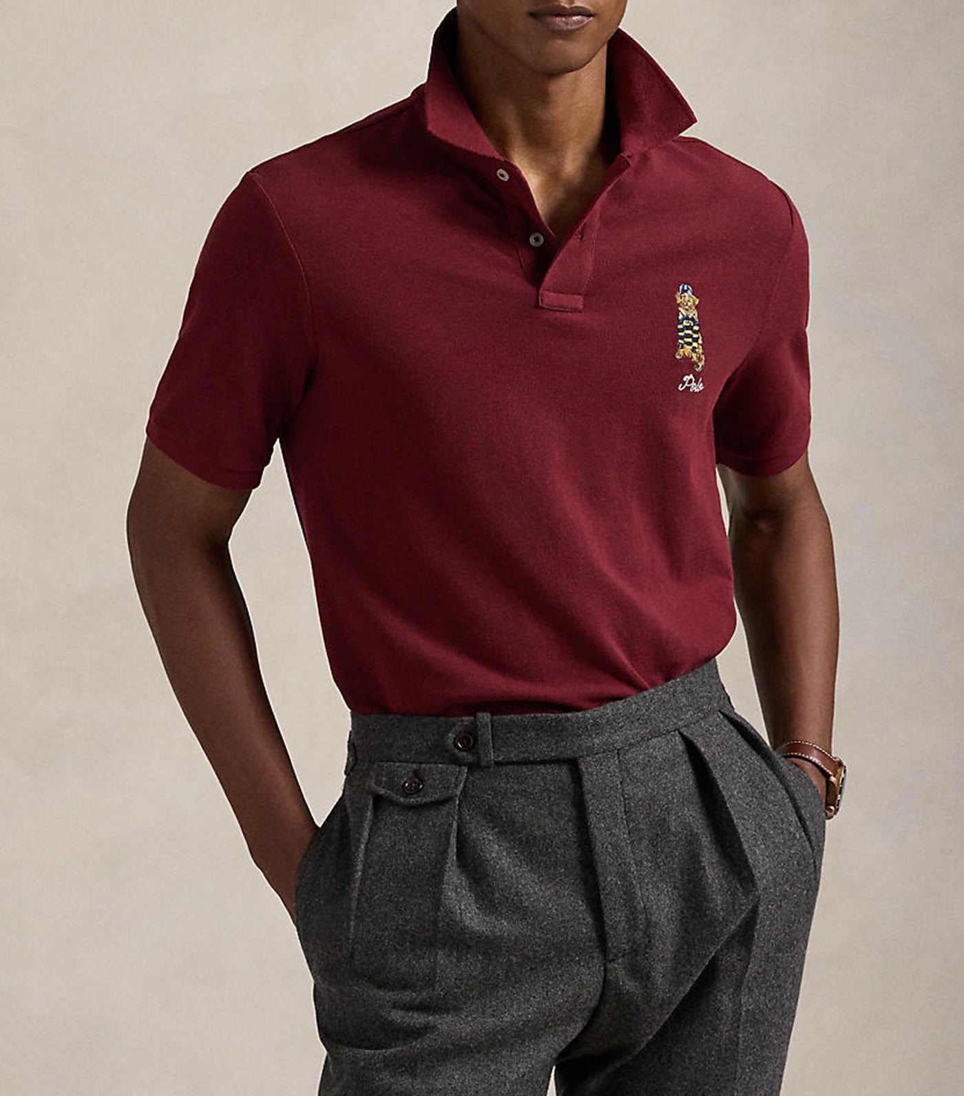 Men's Classic Fit Dog-Embroidered Polo Shirt