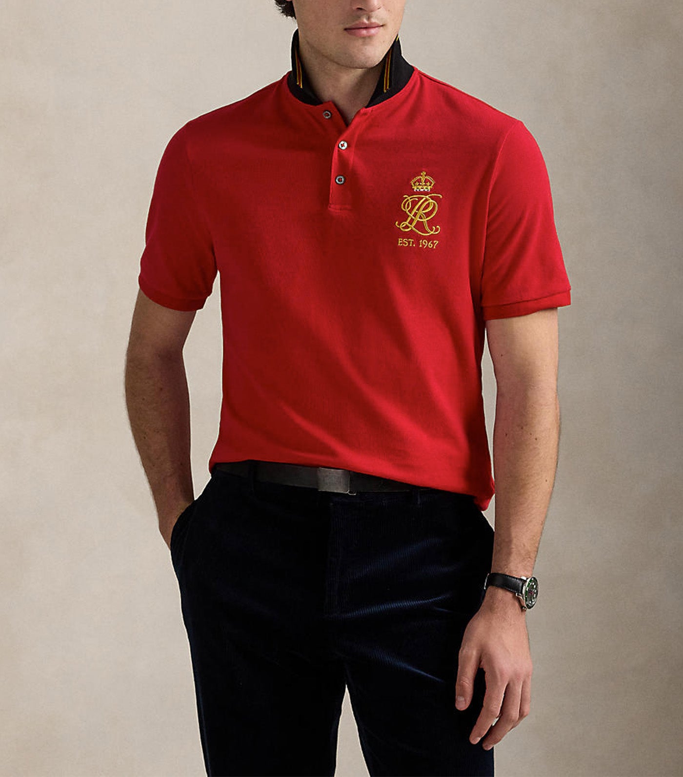 Men's Classic Fit Crest Mesh Polo Shirt Red