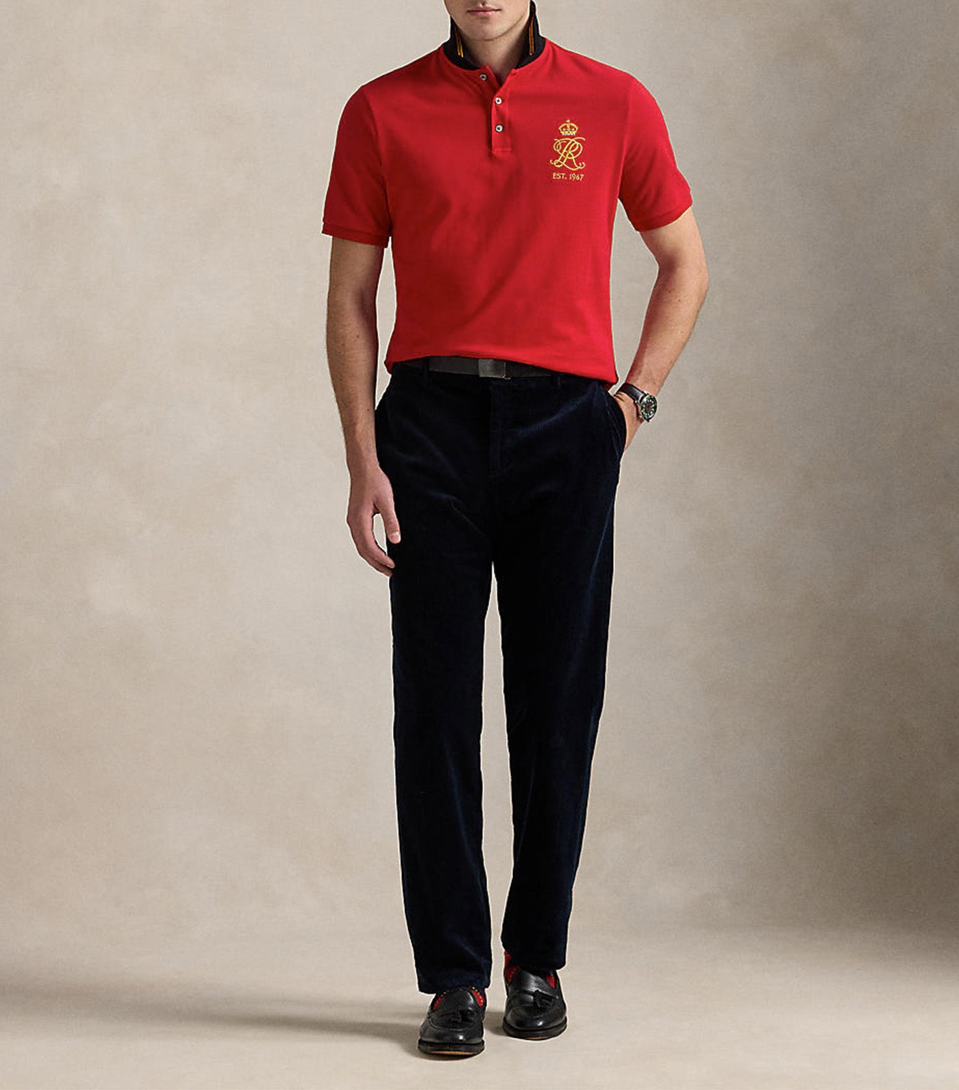 Men's Classic Fit Crest Mesh Polo Shirt Red