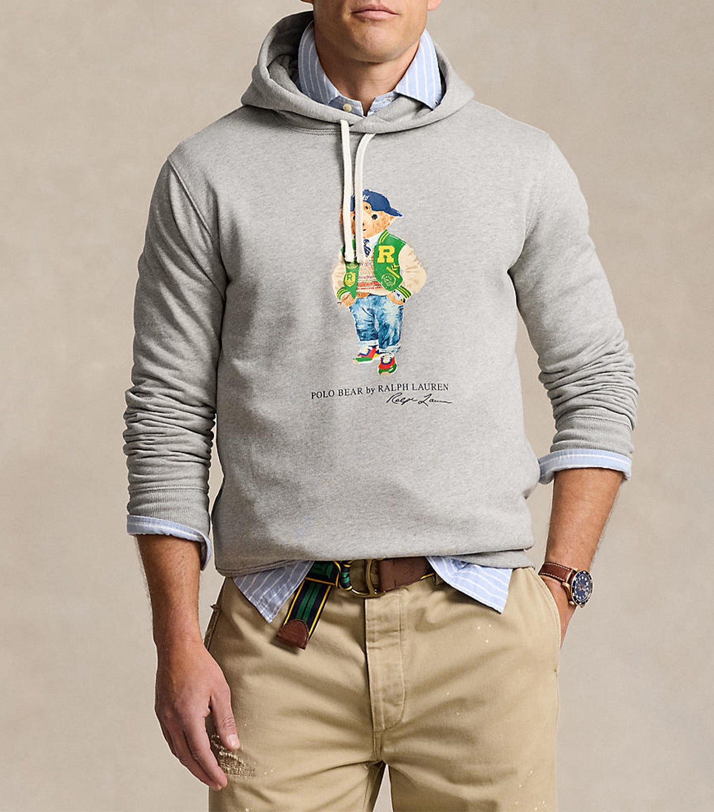 Men's Polo Bear Fleece Hoodie Andover Heather