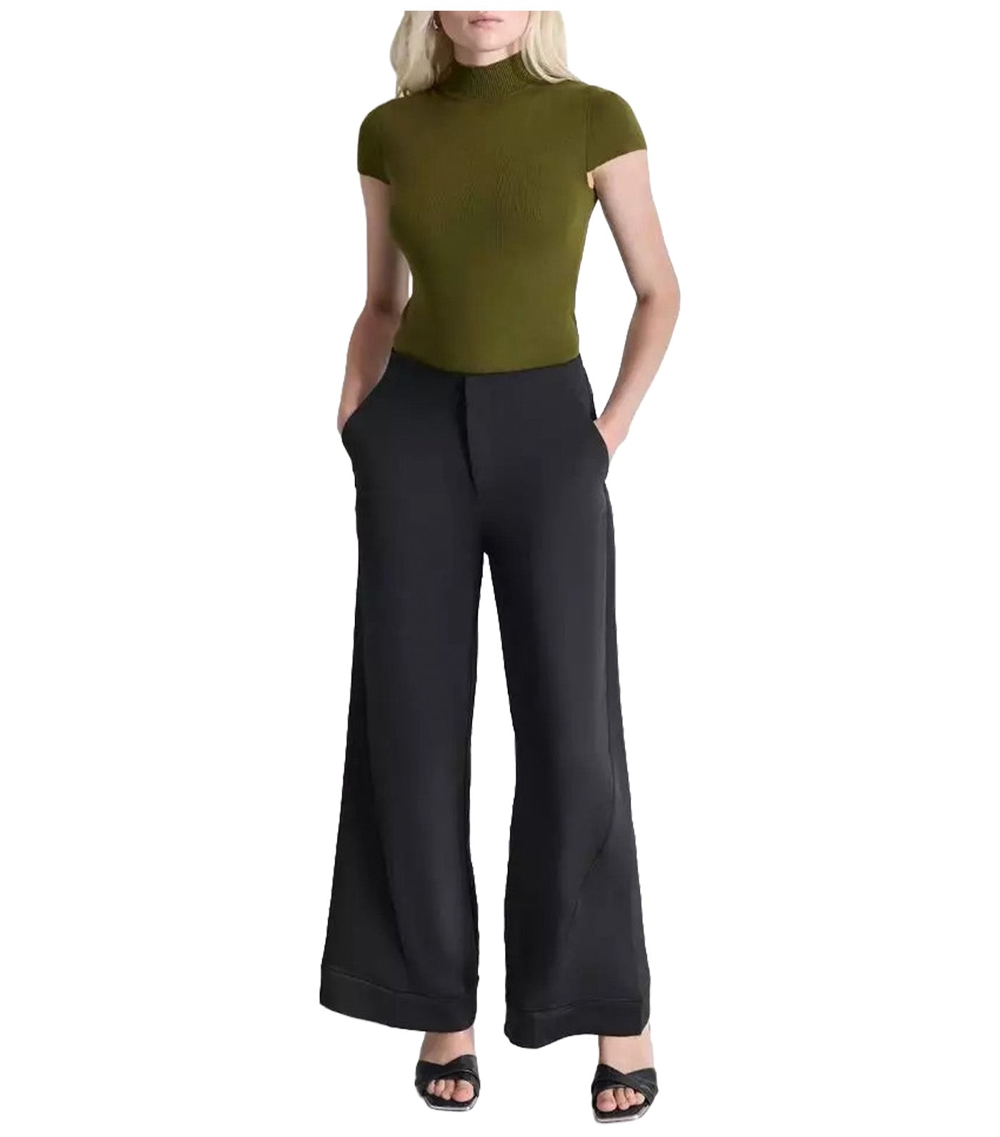 Wide Leg Glazed Dressing Pant Black
