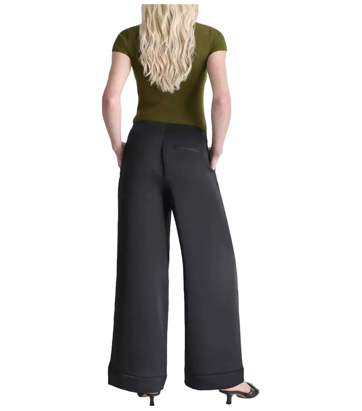 Wide Leg Glazed Dressing Pant Black