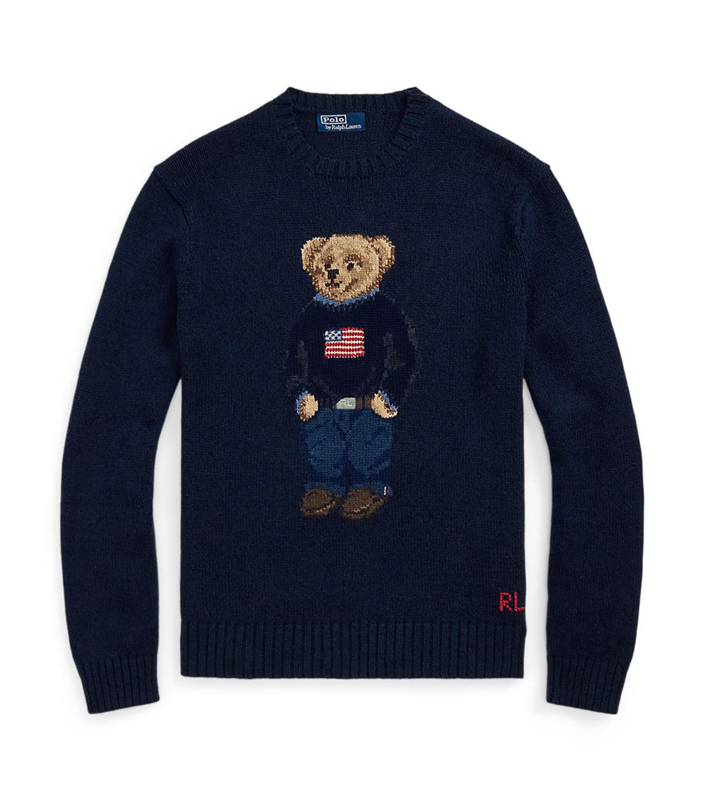 Men's Polo Bear Cotton-Linen Sweater Bear Navy