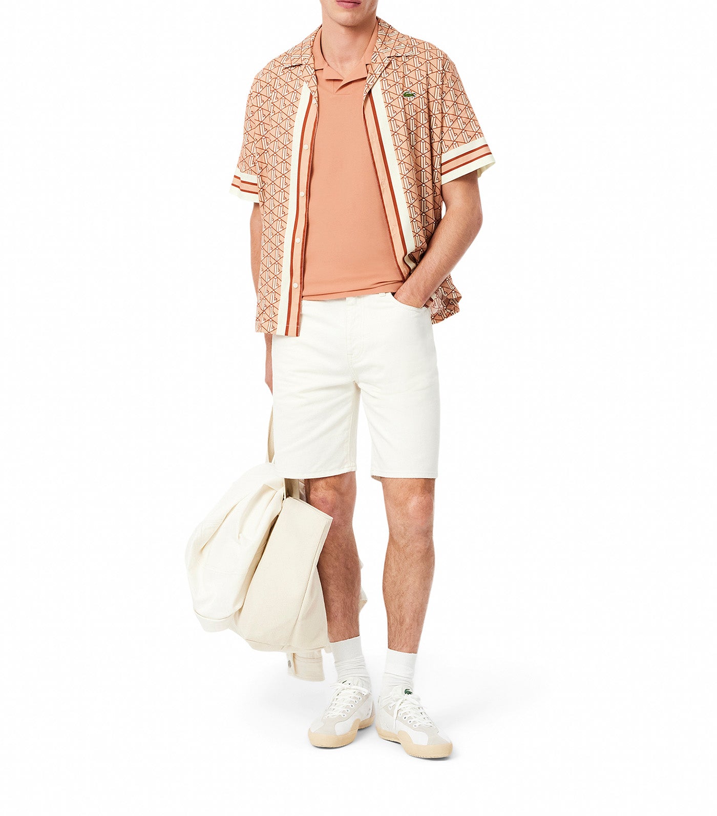 Classic Fit Open Neck Paris Polo Shirt Latte