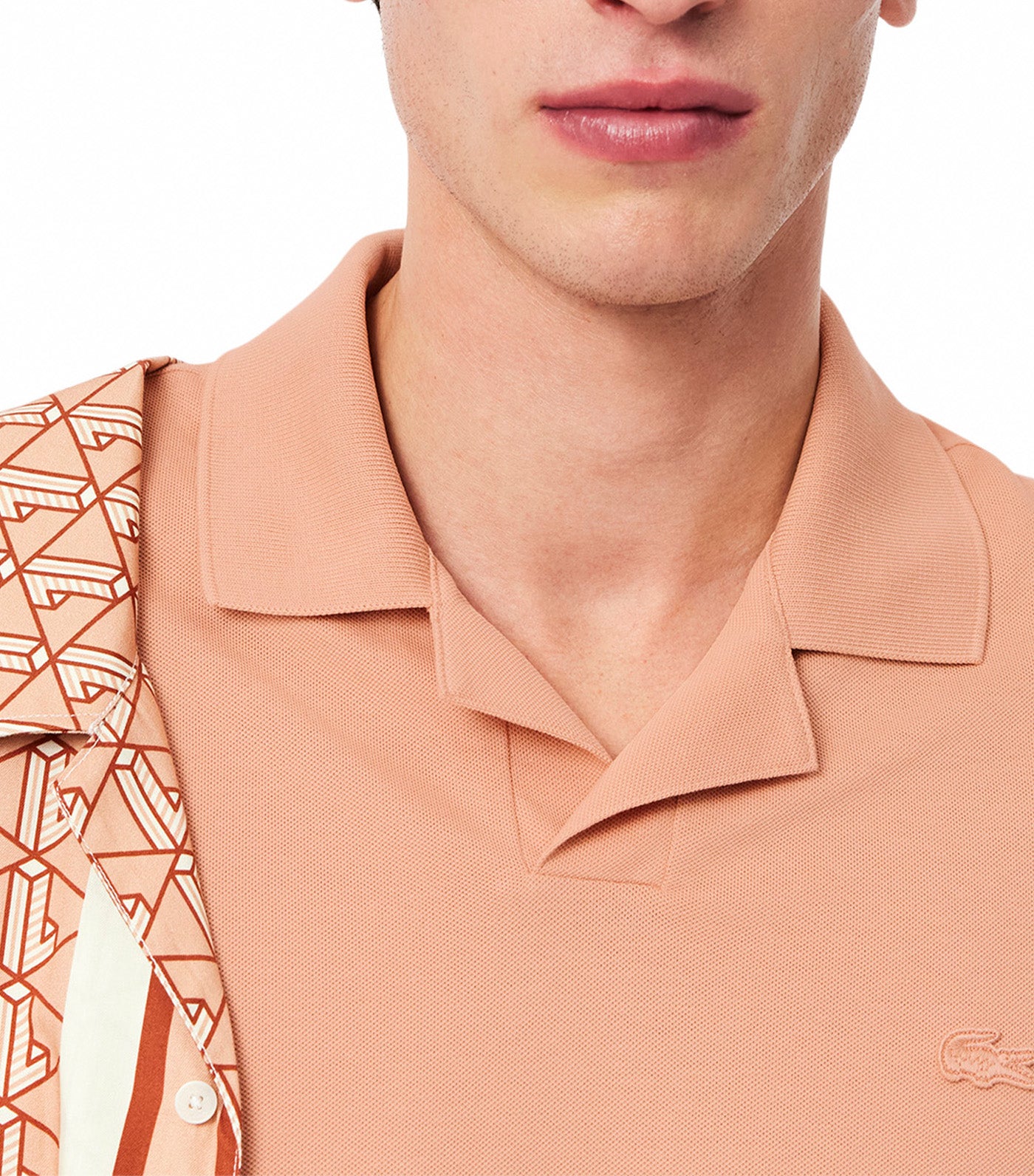 Classic Fit Open Neck Paris Polo Shirt Latte