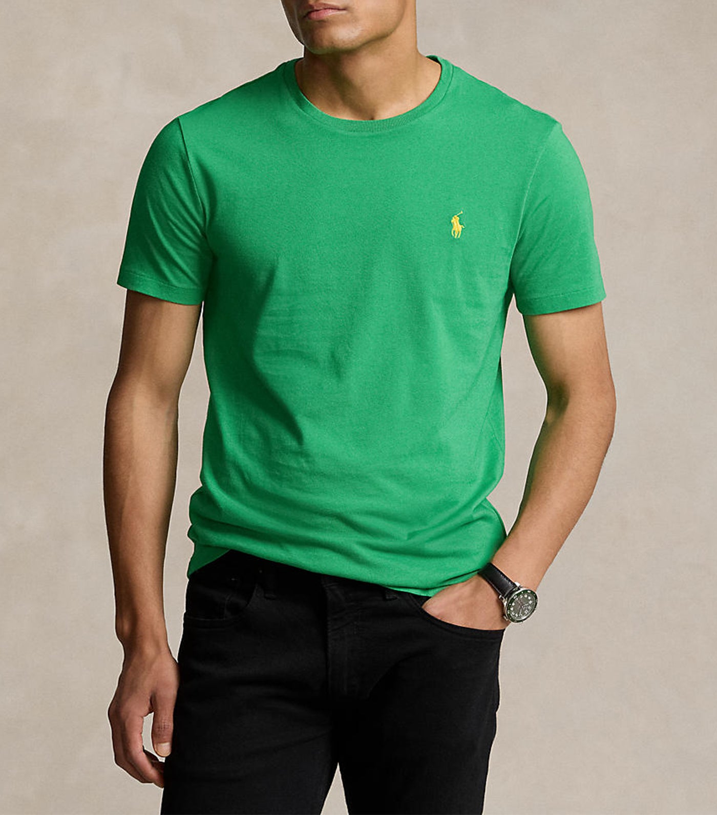 Men's Custom Slim Fit Jersey Crewneck T-Shirt Golf Green