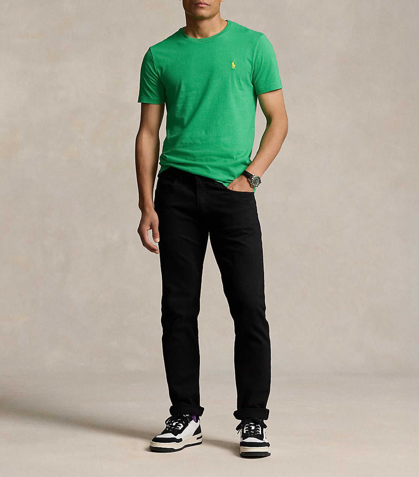 Men's Custom Slim Fit Jersey Crewneck T-Shirt Golf Green