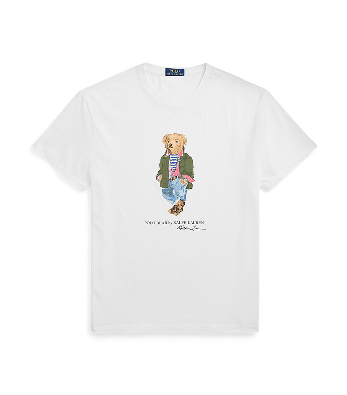 Men's Classic Fit Polo Bear Jersey T-Shirt White Explorer Bear